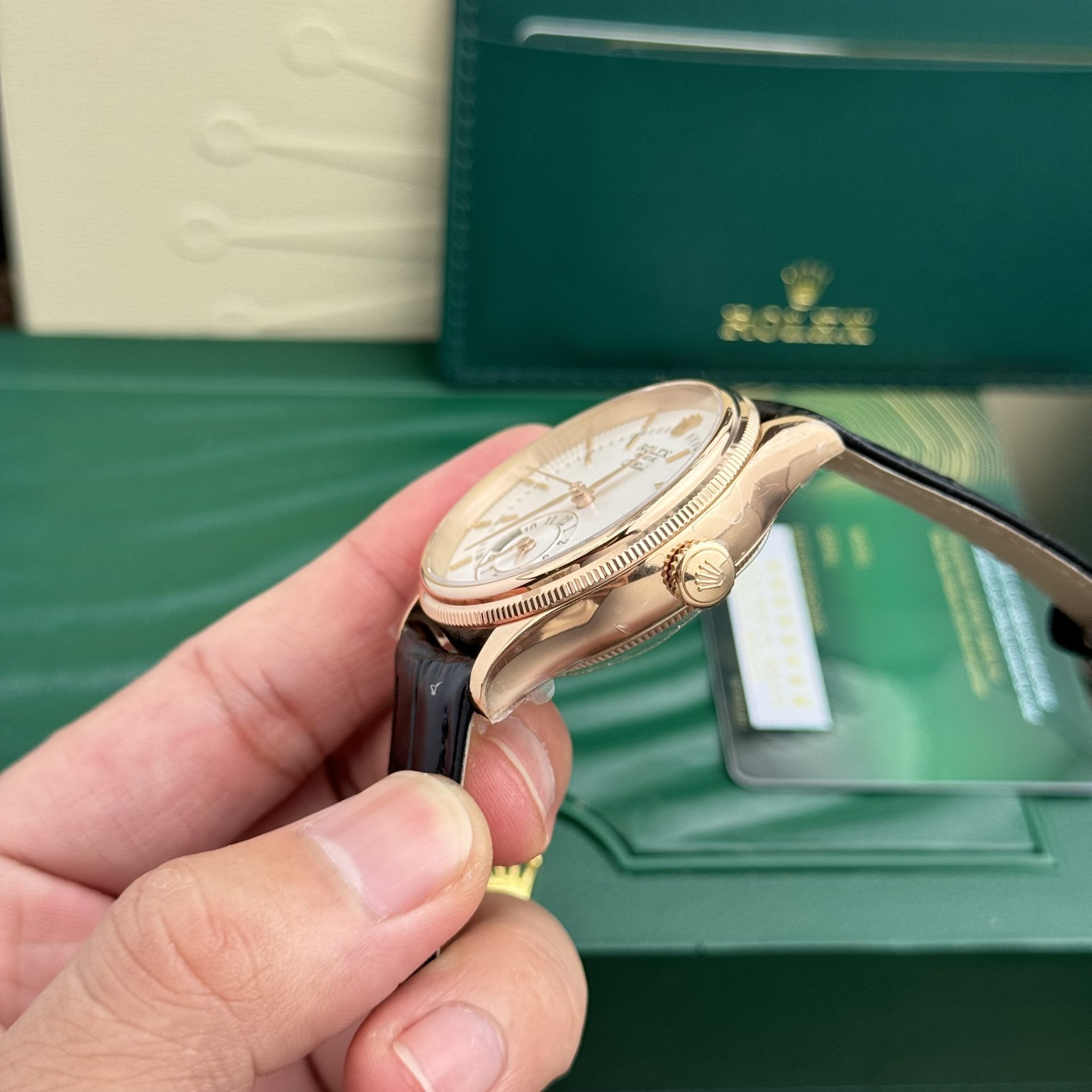 Rolex Replica Watch Cellini 50525 White Dial Leather Strap 39mm - Top club