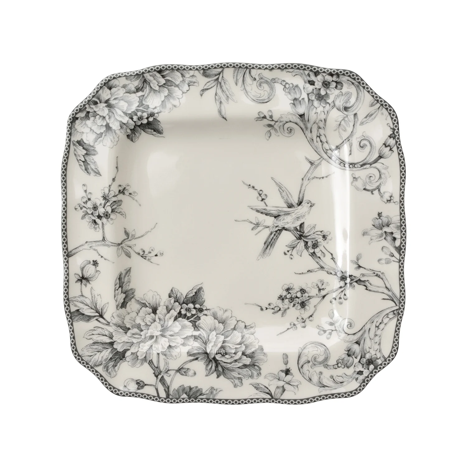 222 Fifth Adelaide Round 16-Piece Porcelain Dinnerware Set, Black Toile - Image 18
