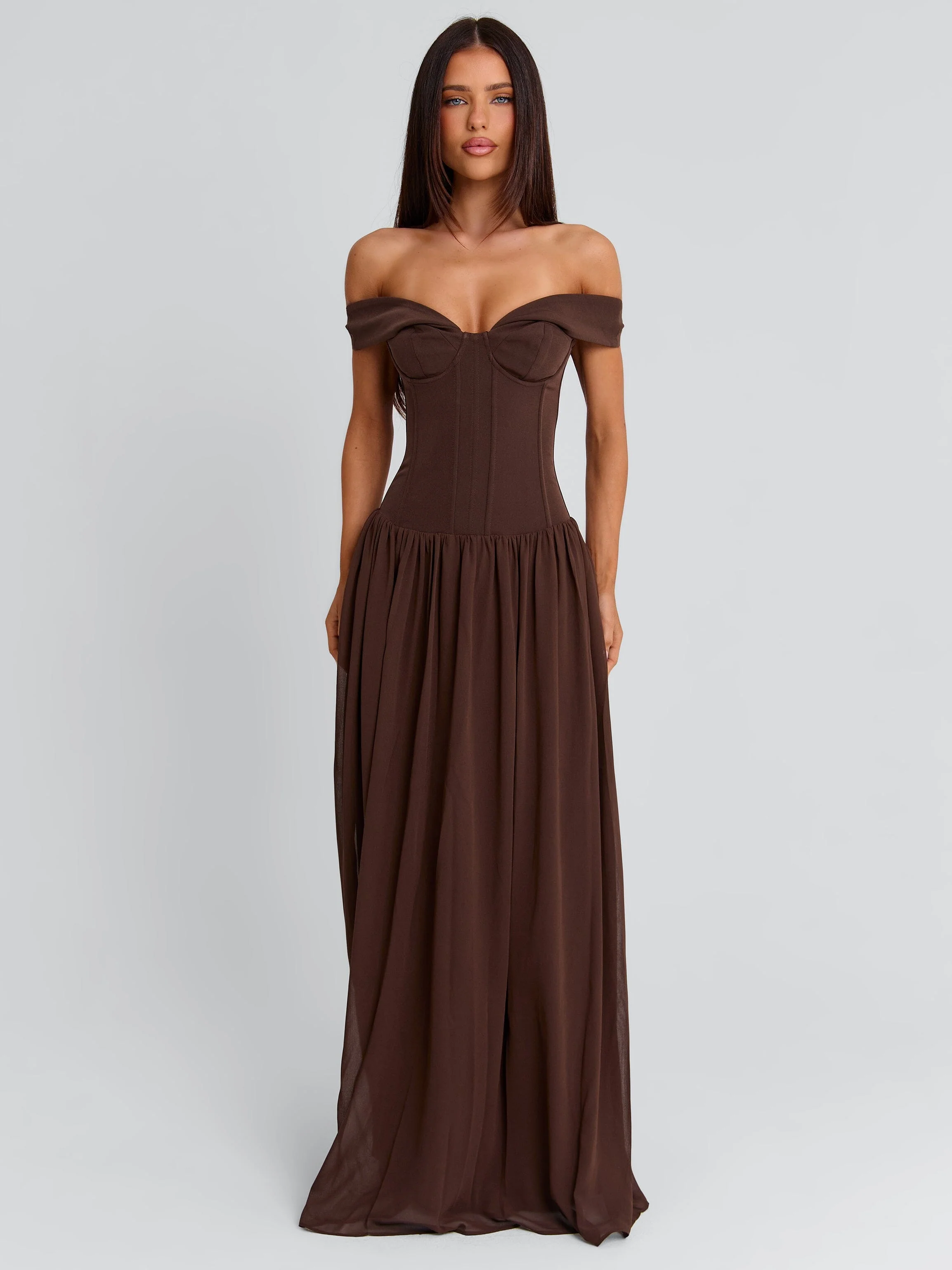 JUNIPIA MAXI DRESS CHOCOLATE