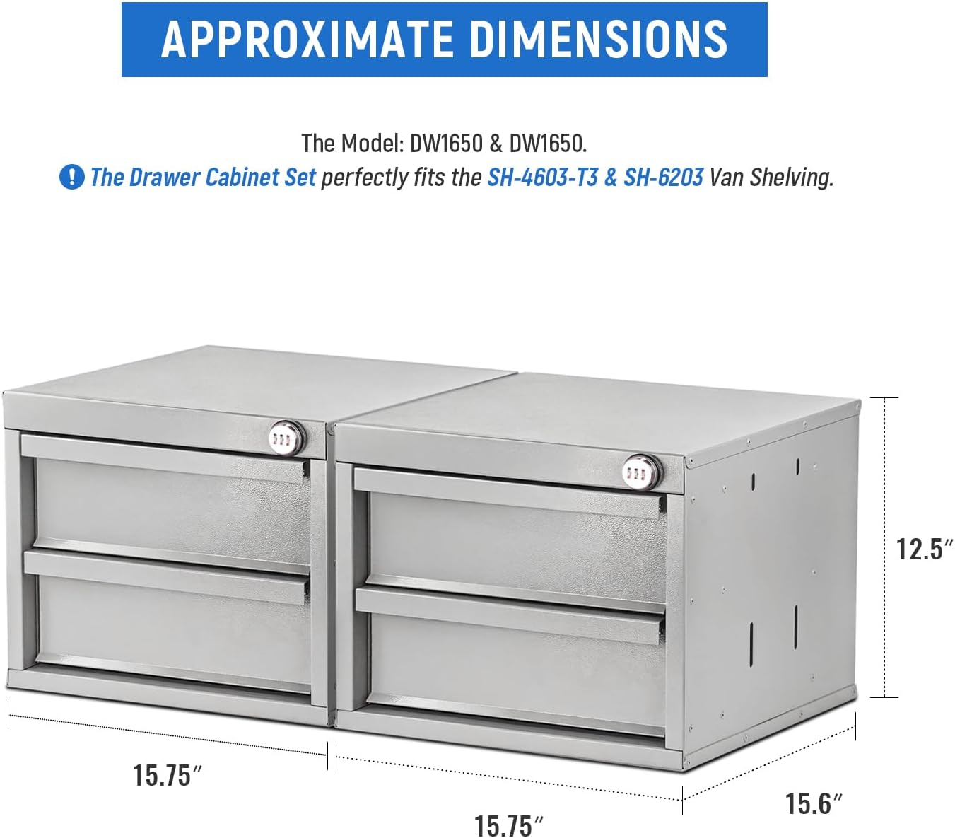 AA Products 2 Drawer Cabinet Set with Password Lock Designed for 16