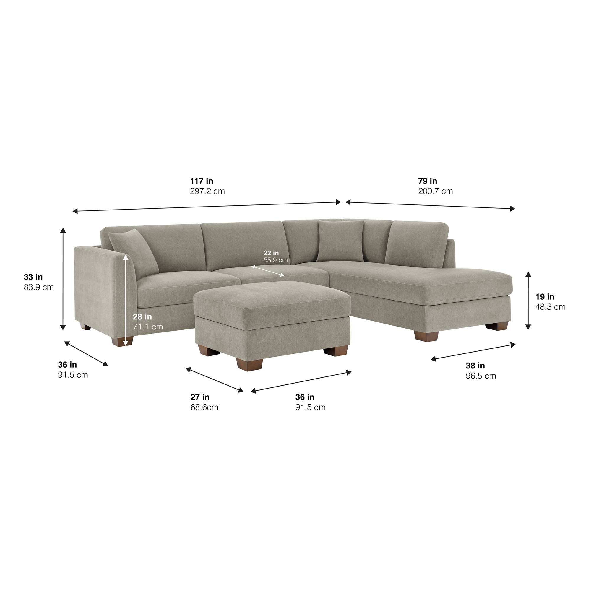 Thomasville Walsen Sectional with Storage Ottoman - Image 2