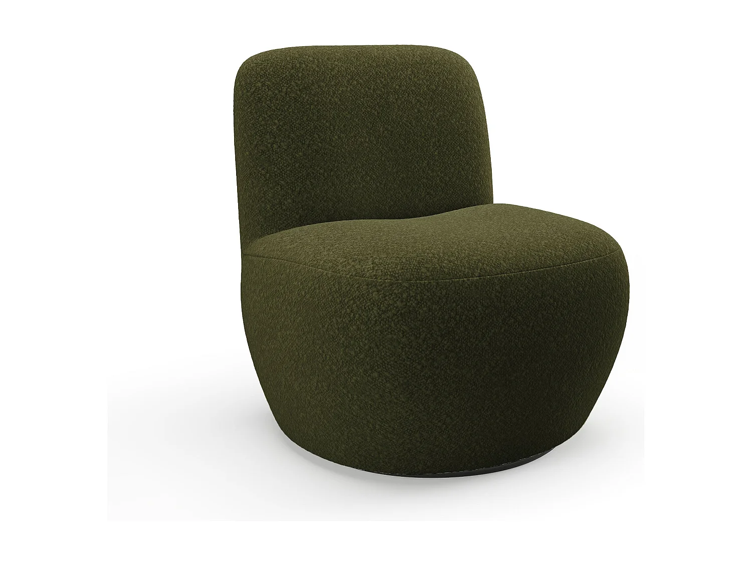 Fauteuil de salon pivotant JENA en tissu bouclette kaki 64x68cm