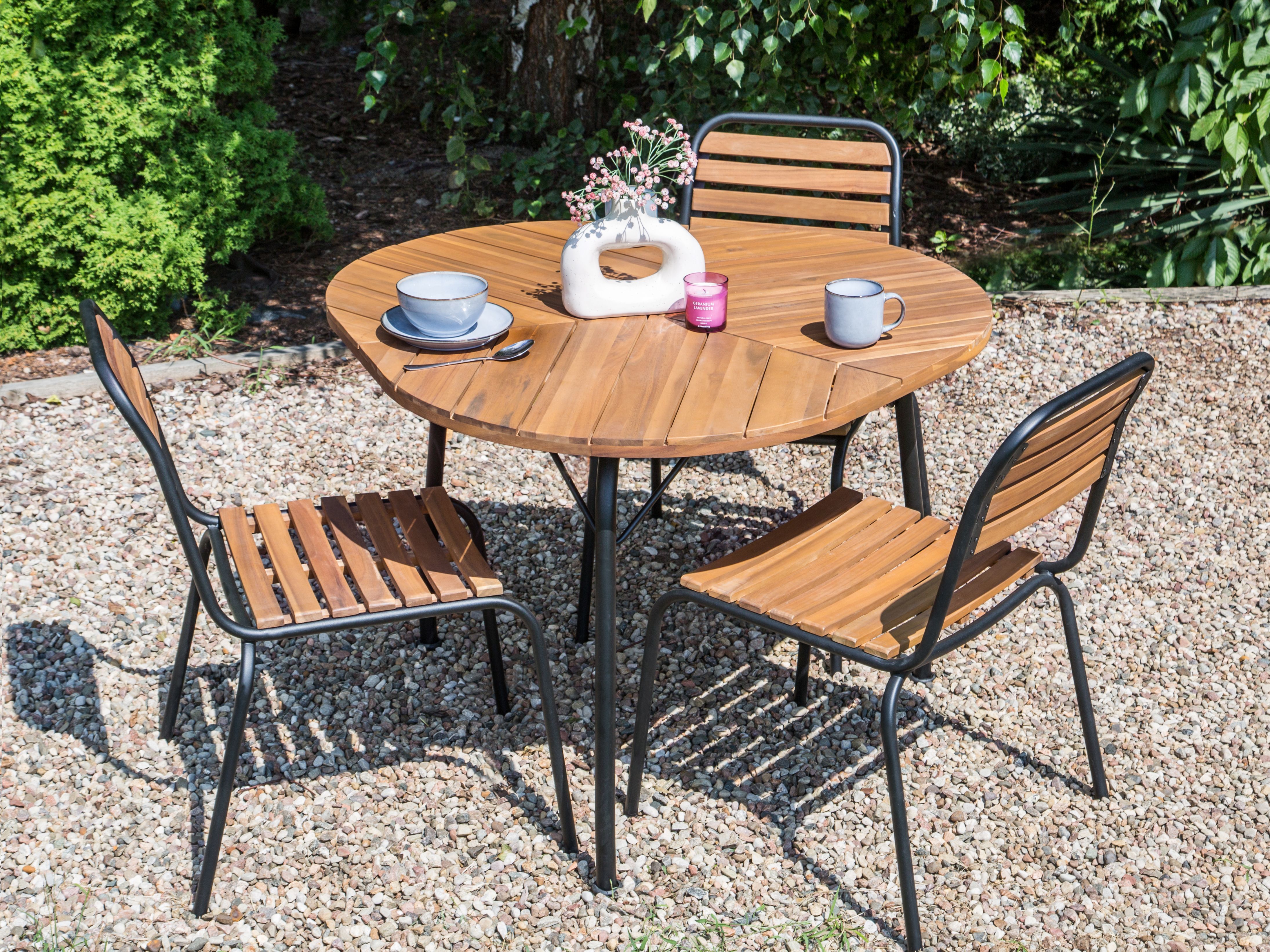 Garden Dining Table VARENNA 106 cm 103 cm Acacia Wood Brown