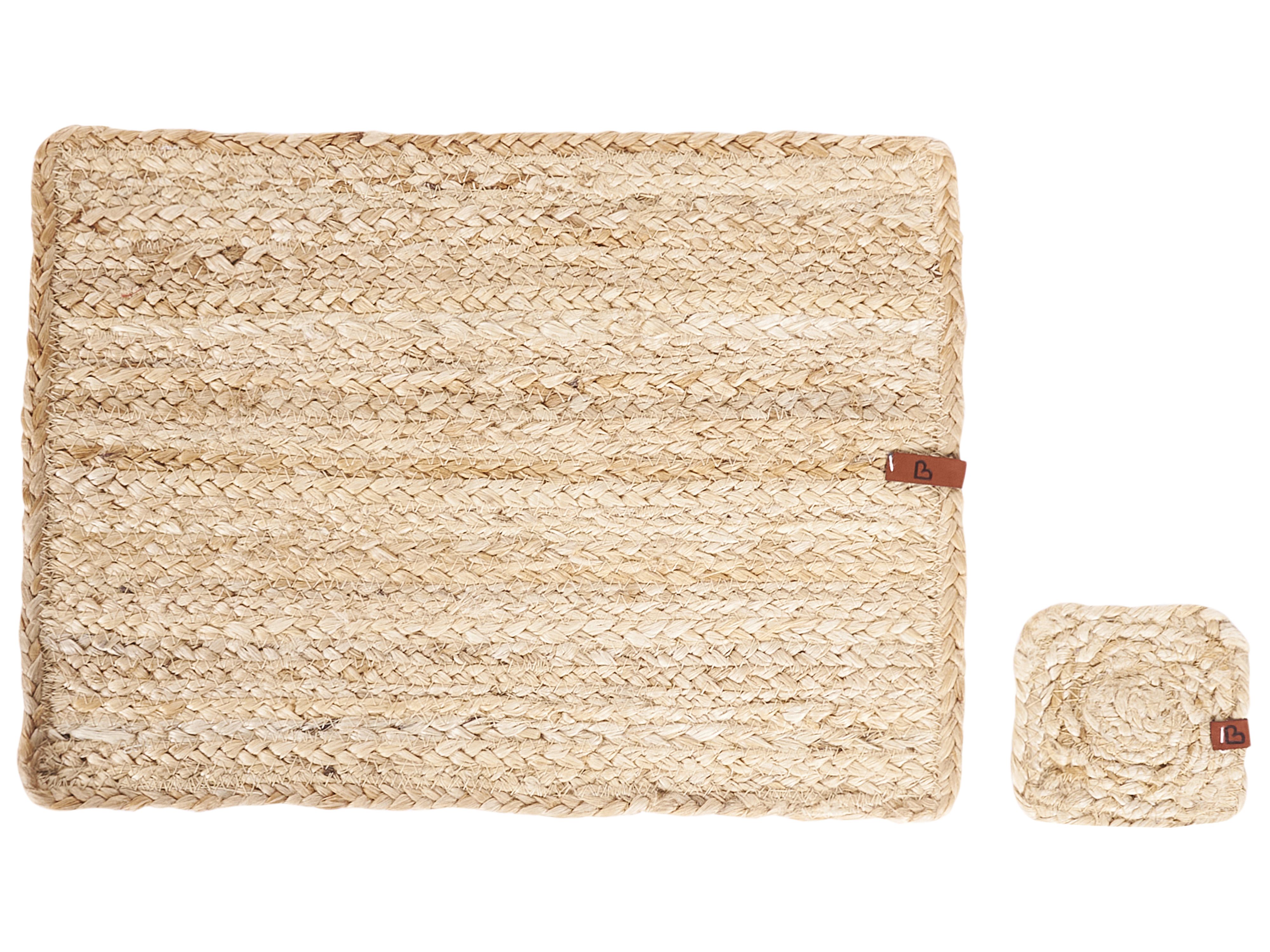 12 Piece Placemats and Coasters Set QUANDONG Natural Jute