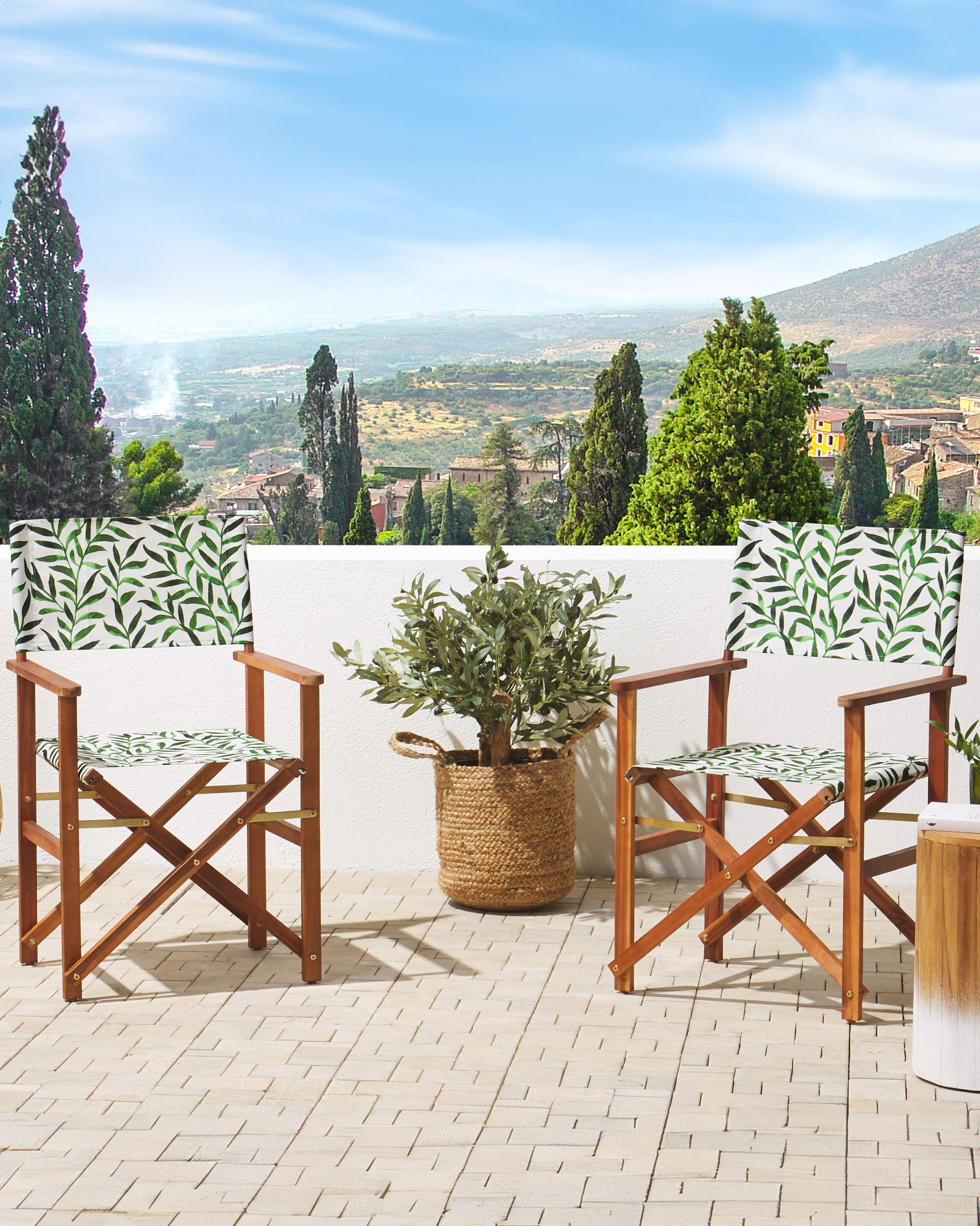 Set of 2 Garden Chairs CINE Acacia Wood Dark Brown