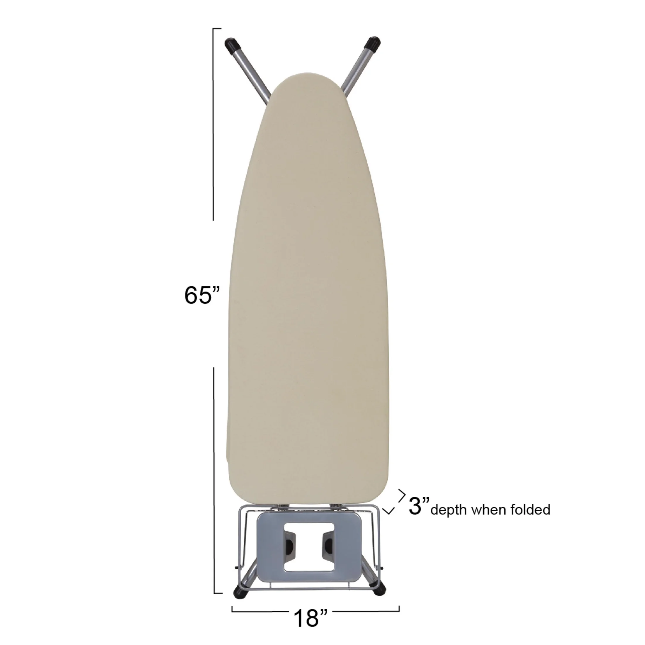 Household Essentials Wide Mega Ironing Board 4-Leg, Steel Top Pressing Station, Heat-Resistant Fiber Pad and Cotton Cover, Includes Sleeve Board and Iron Rest with Hanger Bar, Silver Frame - Image 2
