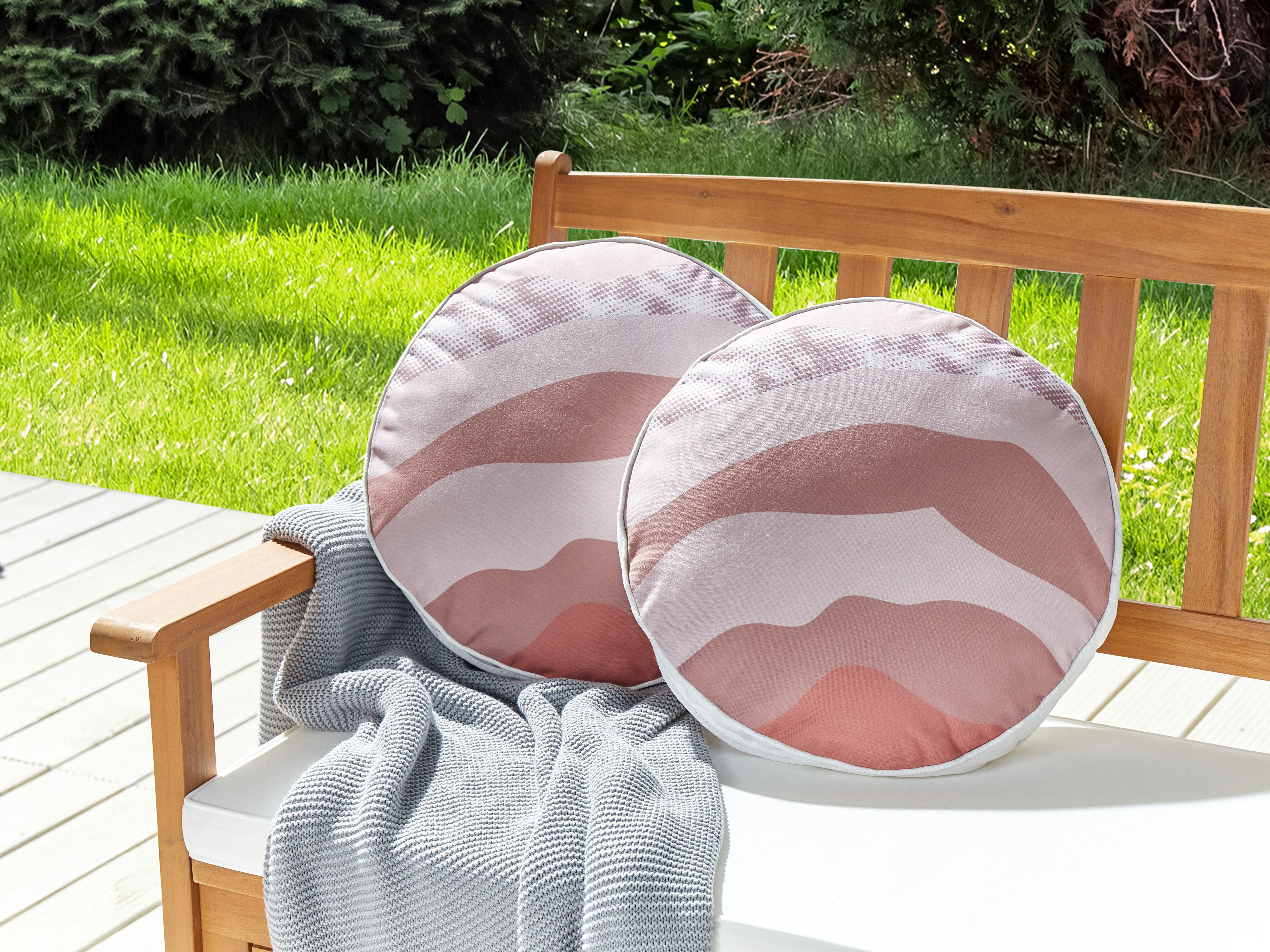 Set of 2 Outdoor Cushions CAMPEI Abstract Pattern 40 x 40 cm Pink