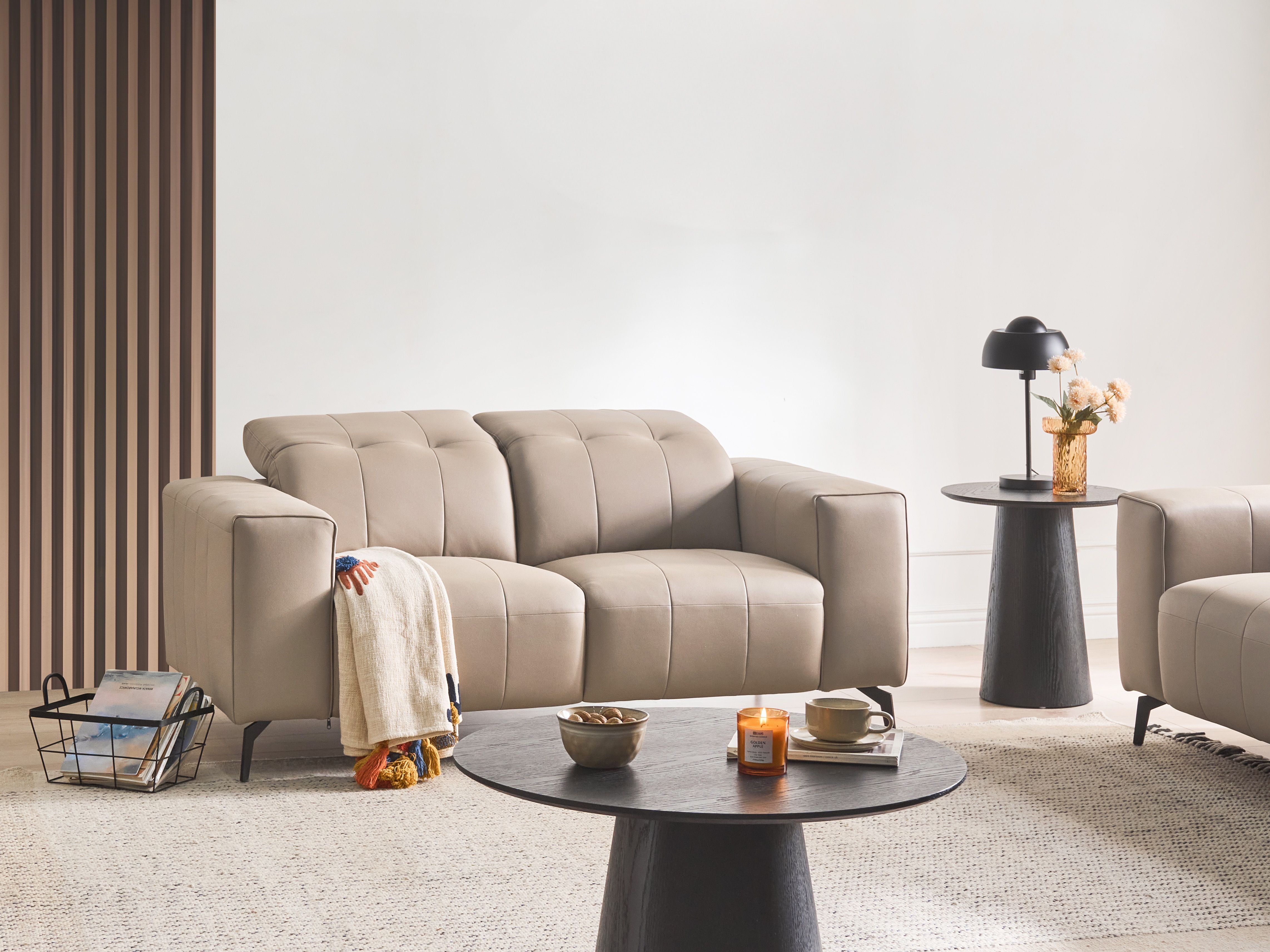 Sofa 2 Seater OMMEL Faux Leather Taupe