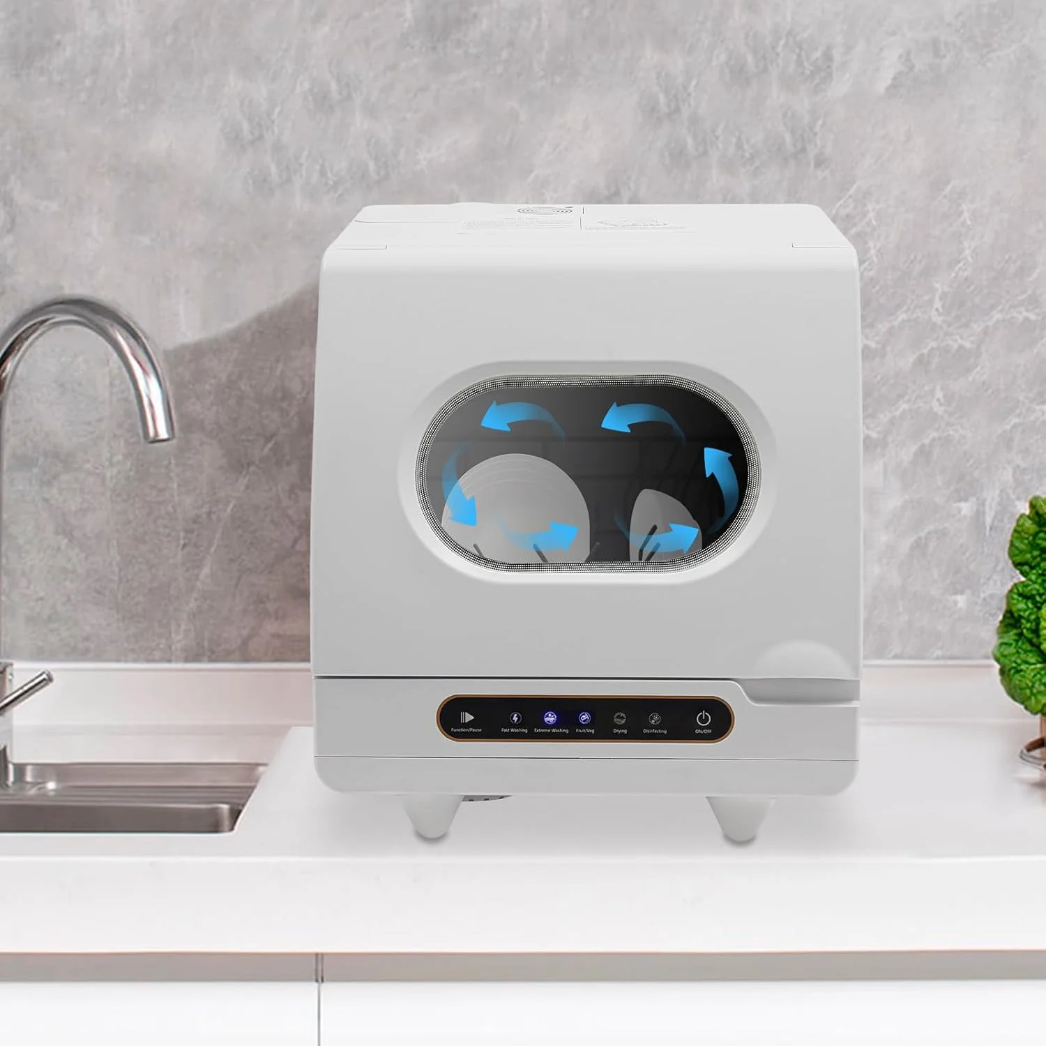 110V 800W Mini Portable Dishwasher Countertop Dish Washer with Multiple Modes Table Top Bottle Dishwasher Small Compact Dishwashers for Home, Apartment, RV