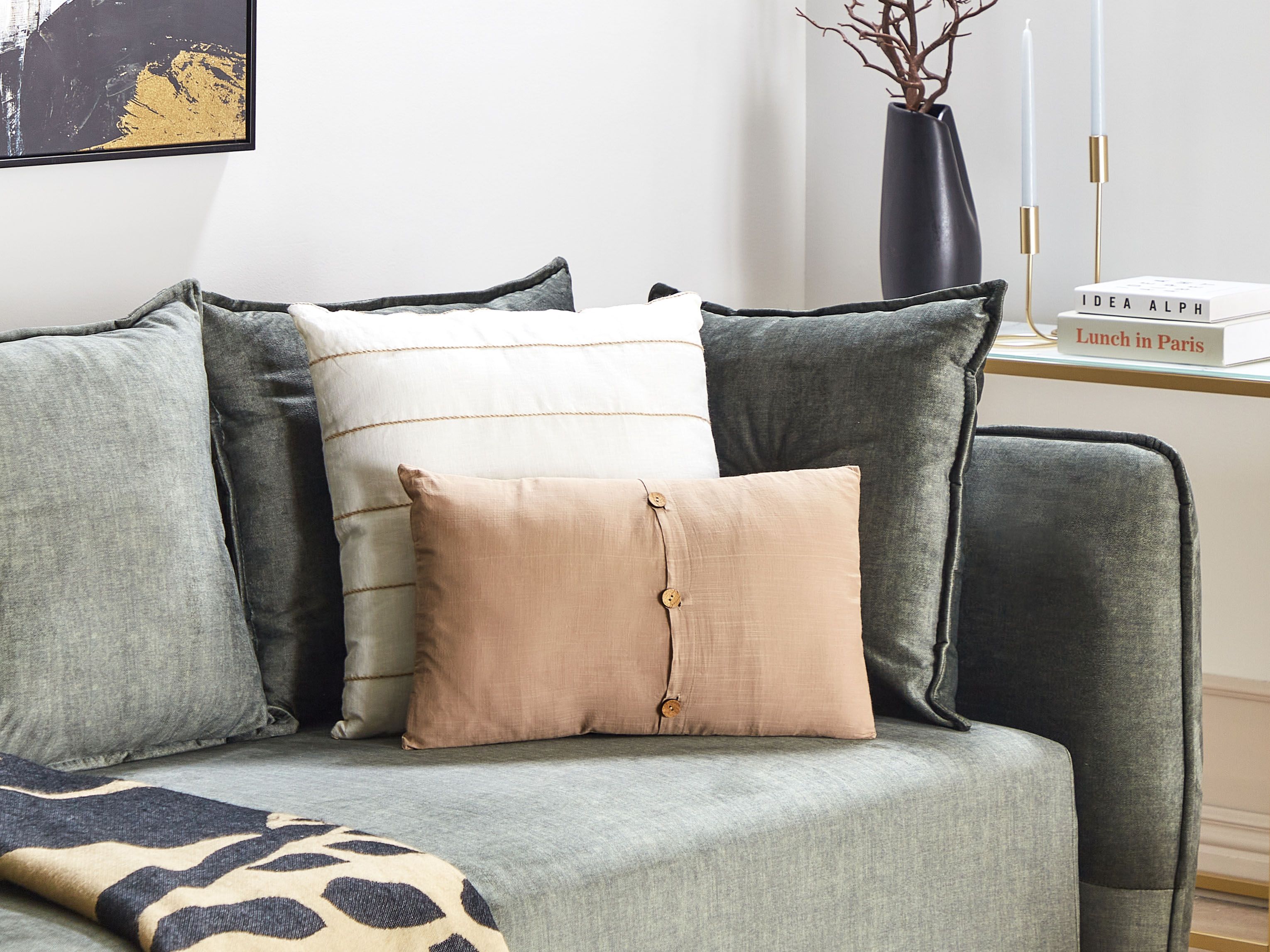Set of 2 Decorative Cushions BANORI Linen 30 x 50 cm Beige Solid
