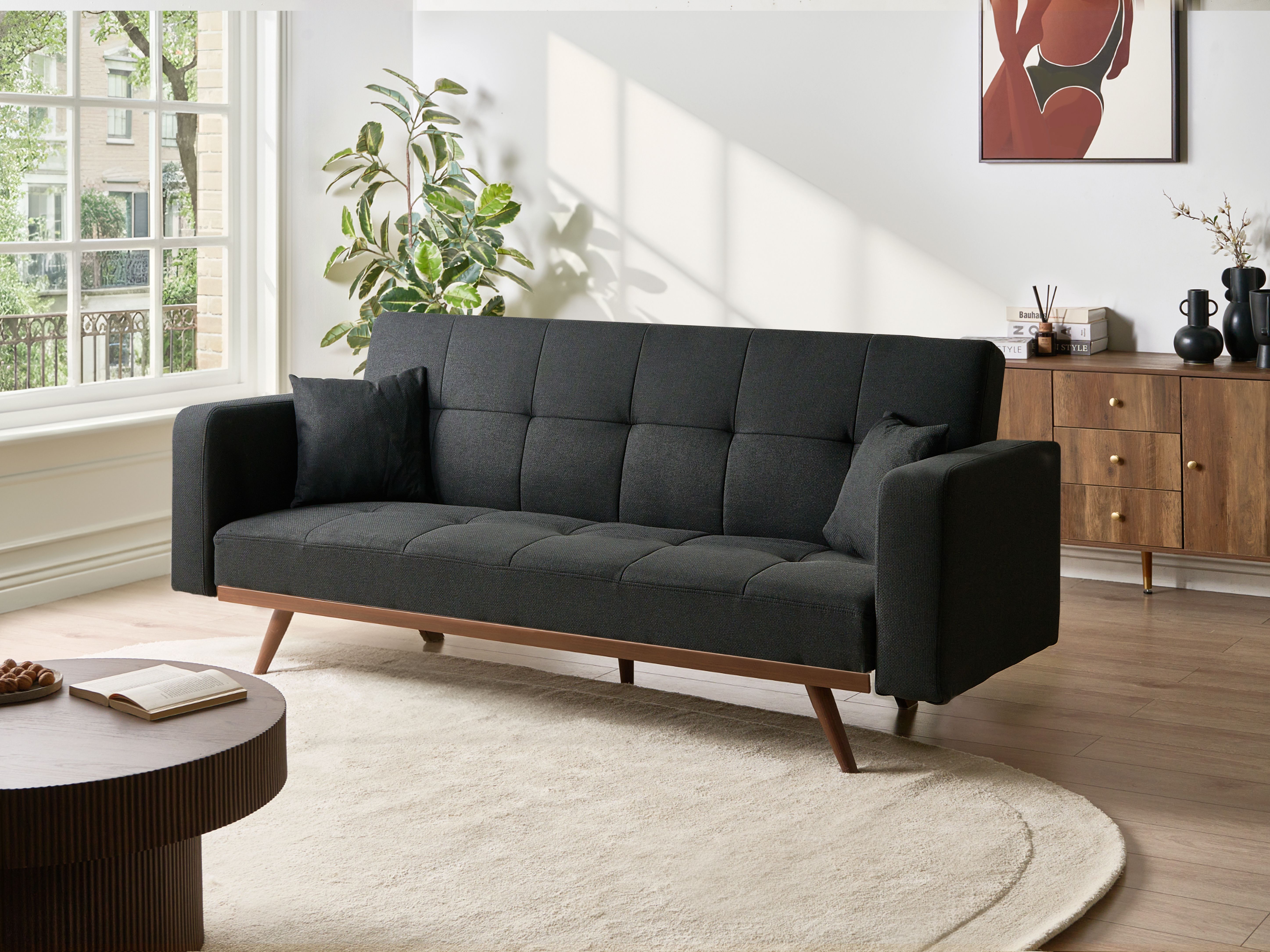 Sofa Bed 3 Seater HJULBY Black