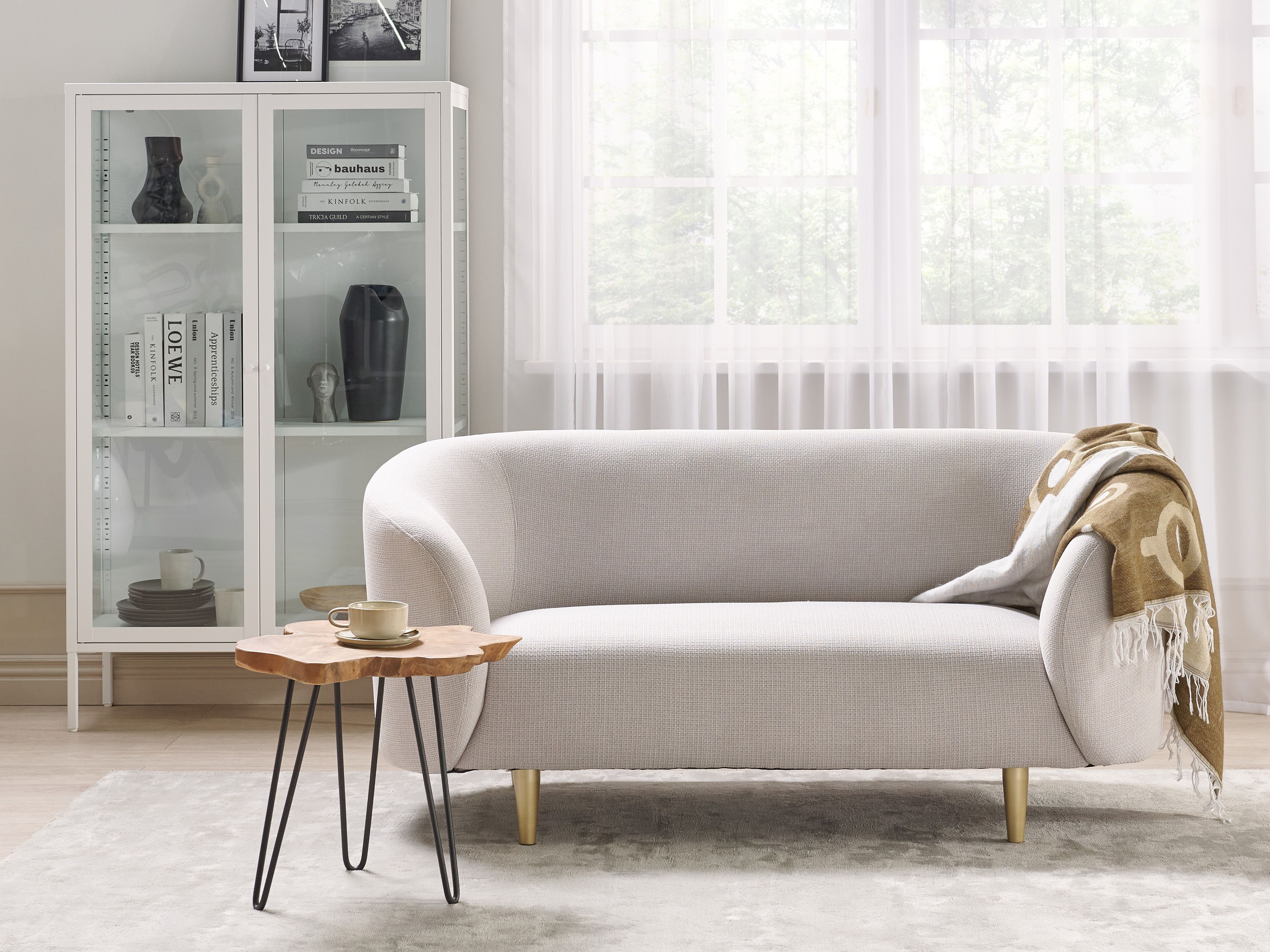 Sofa 2 Seater LOEN Fabric Light Beige