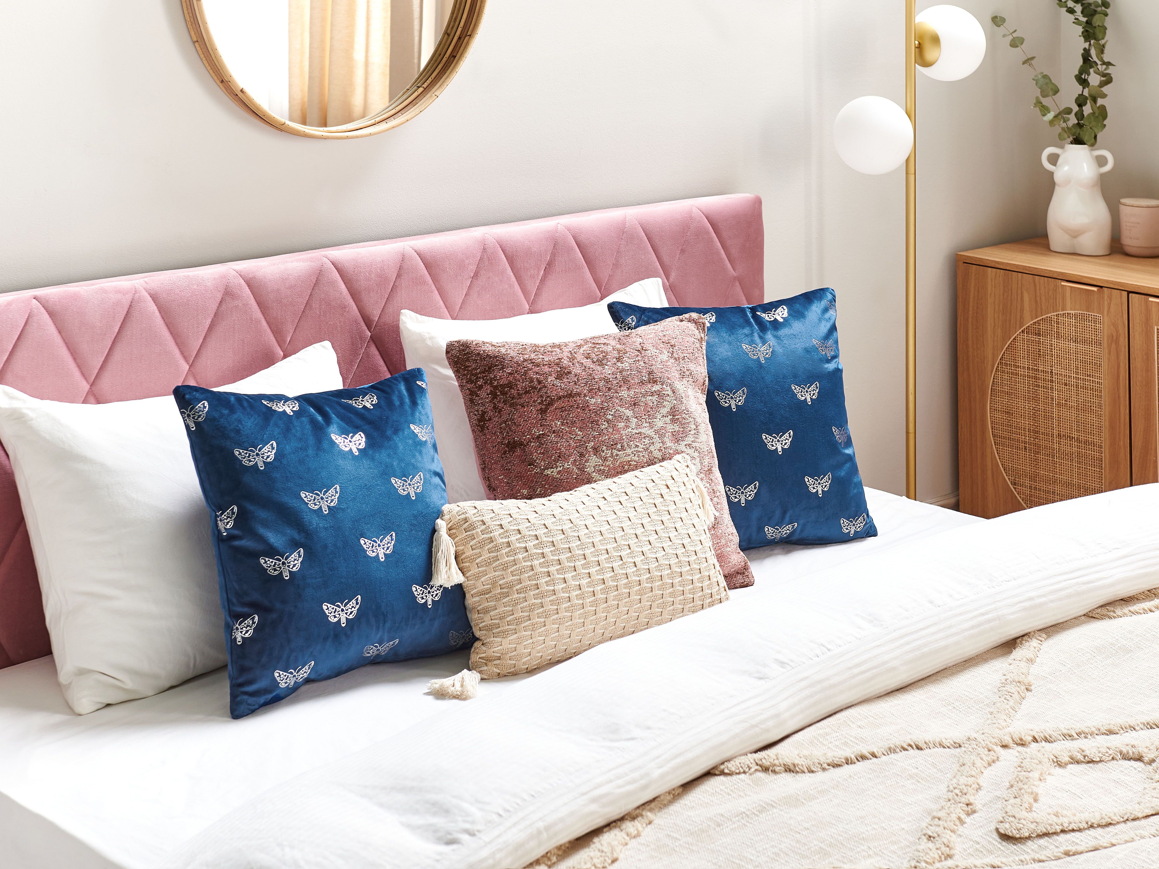 Set of 2 Decorative Cushions YUZURI Velvet 45 x 45 cm Navy Blue Animal Pattern