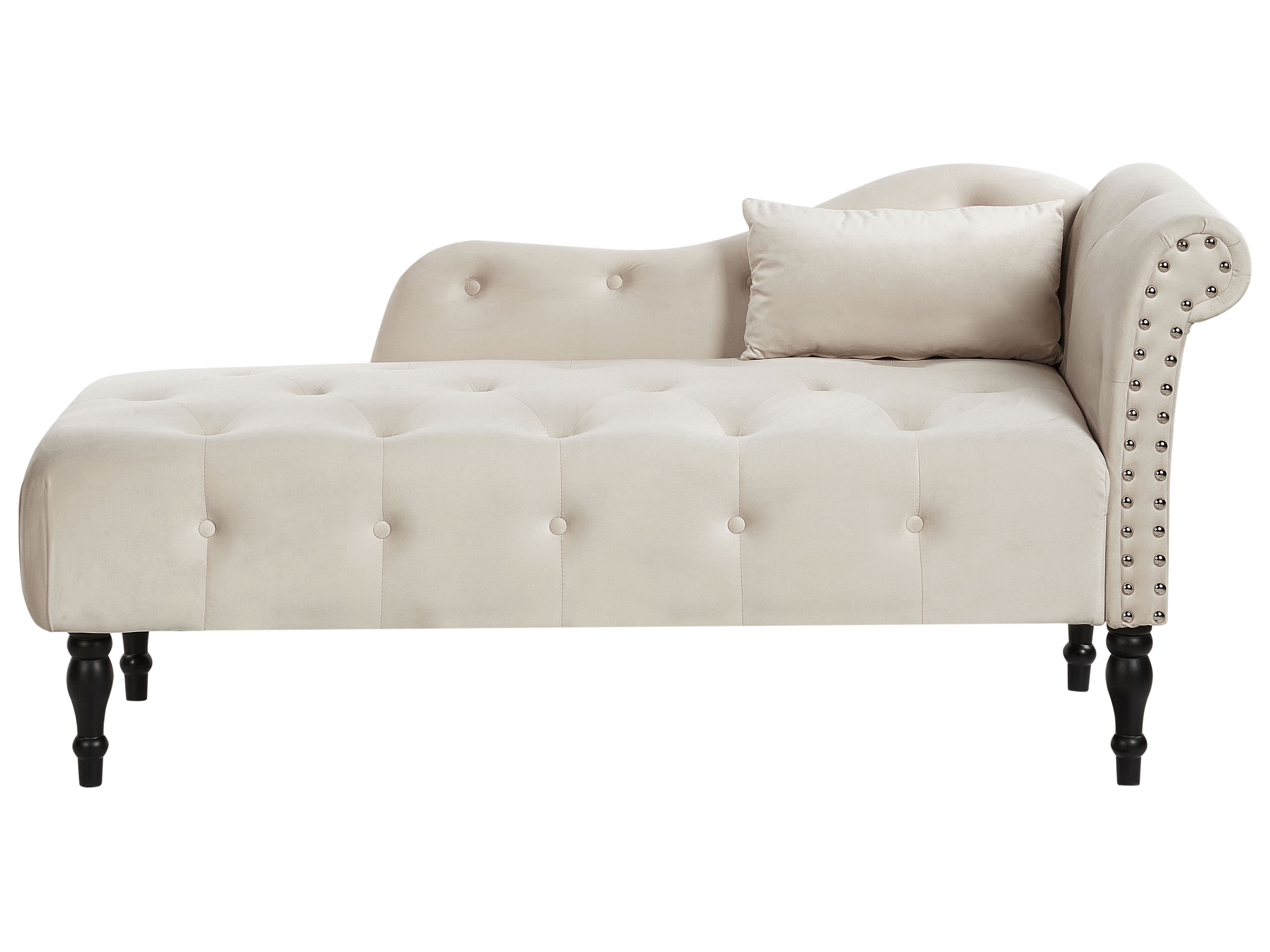 Right-Hand Chaise Lounge IVRY Velvet Light Beige