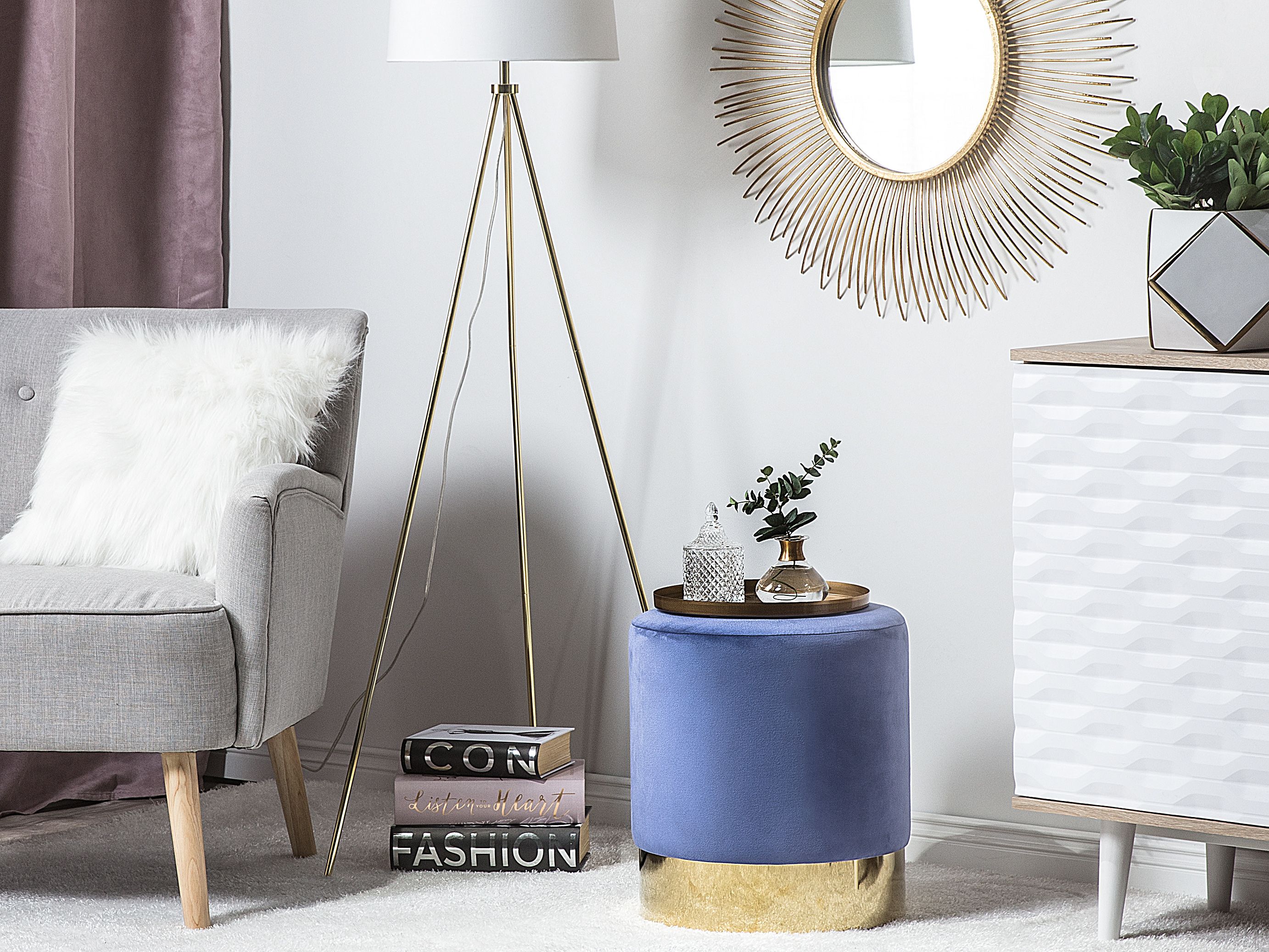 Pouffe SOPHIA Velvet Navy Blue