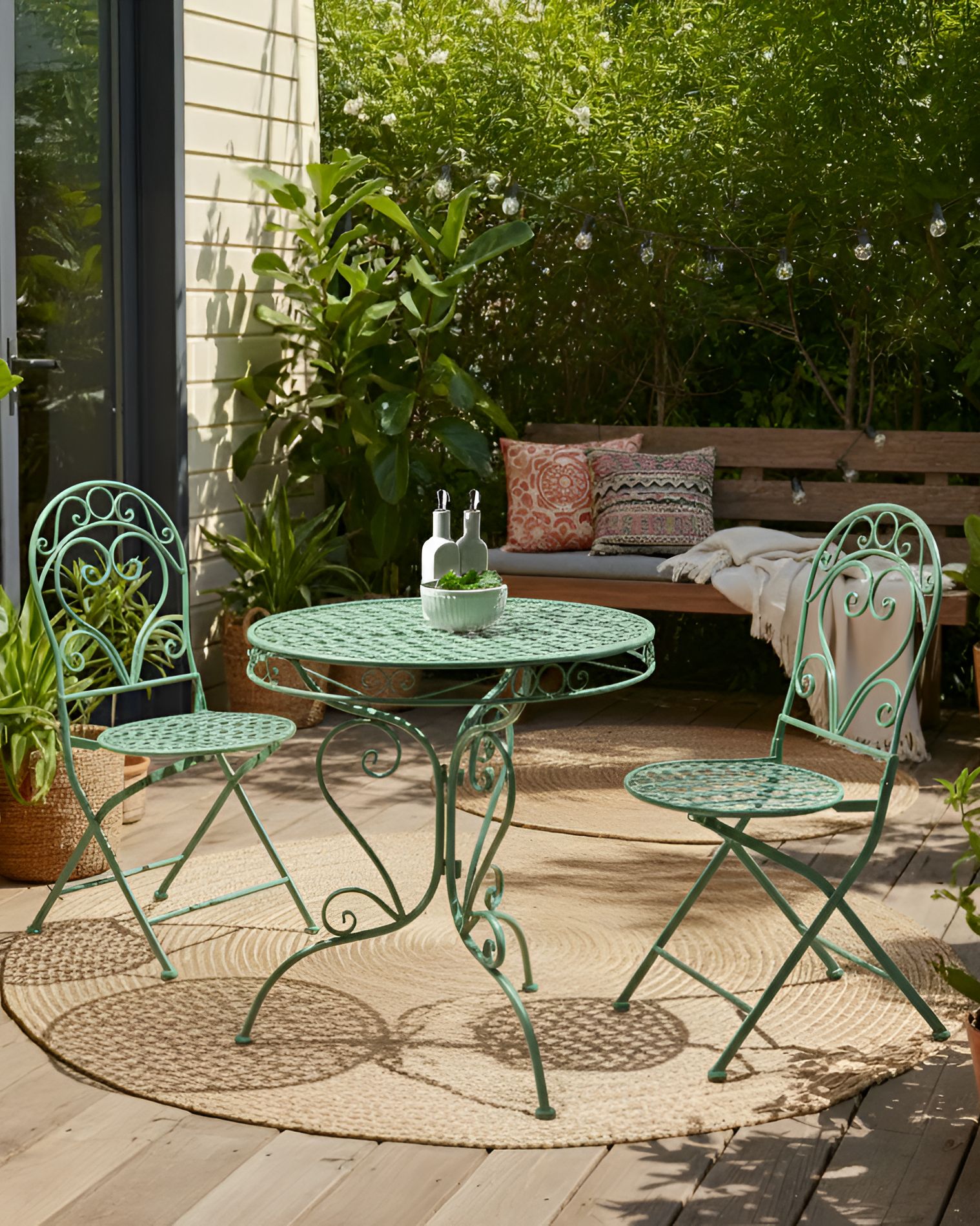 Set of 2 Garden Chairs ALBINIA Metal Green