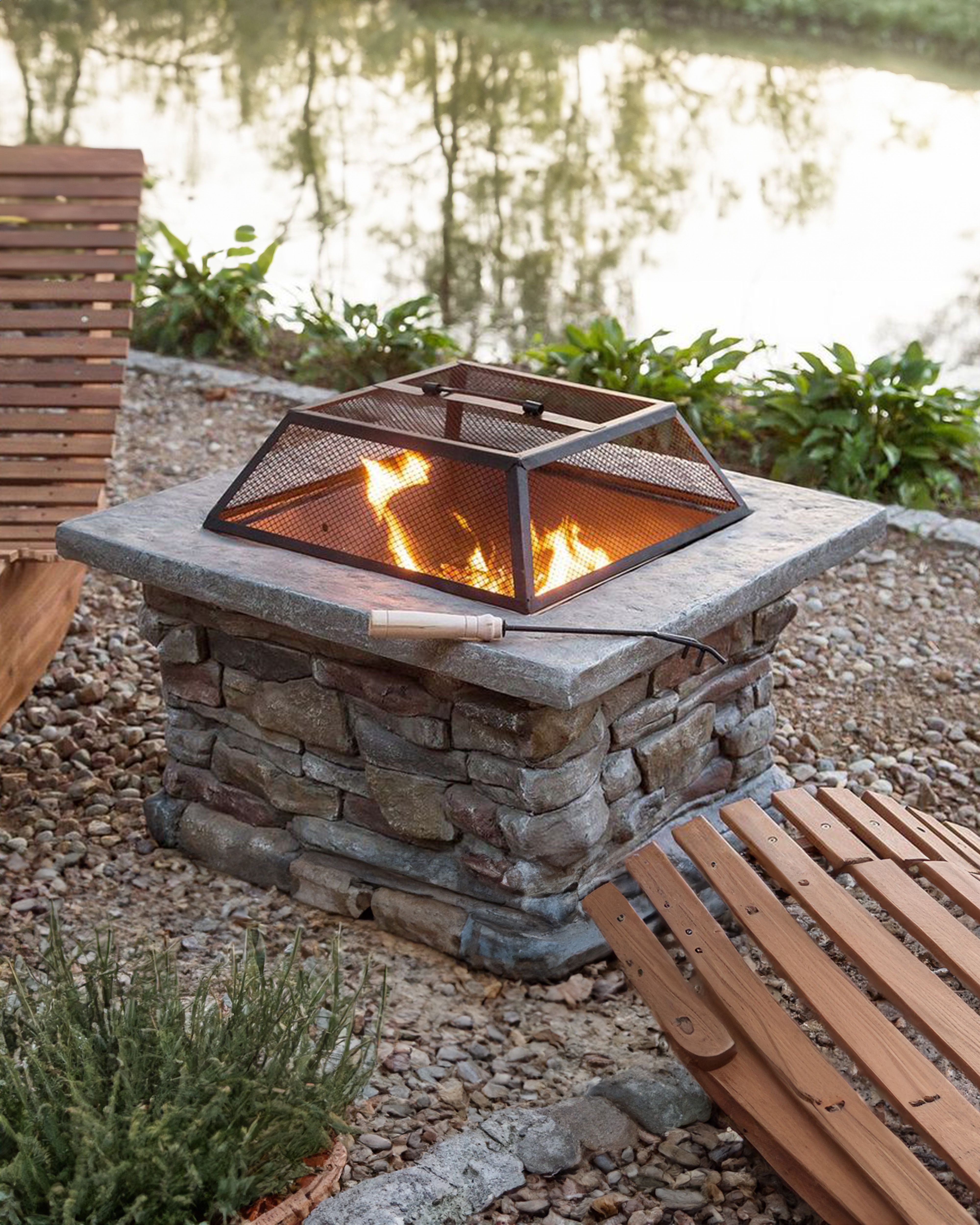 Grill Fire Pit KELUD Concrete Grey