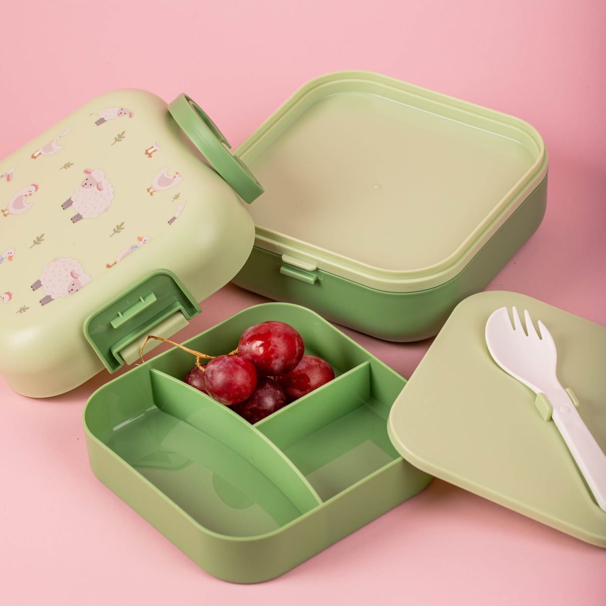 Lunchbox B2 PECORA zielony w owieczki 1150ml