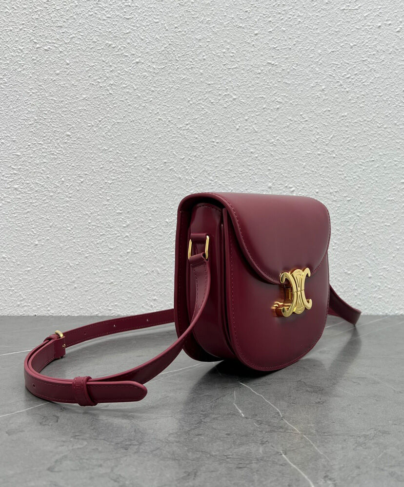 Celine Teen Besace Triomphe In Shiny Calfskin Red1:1High-quality replica