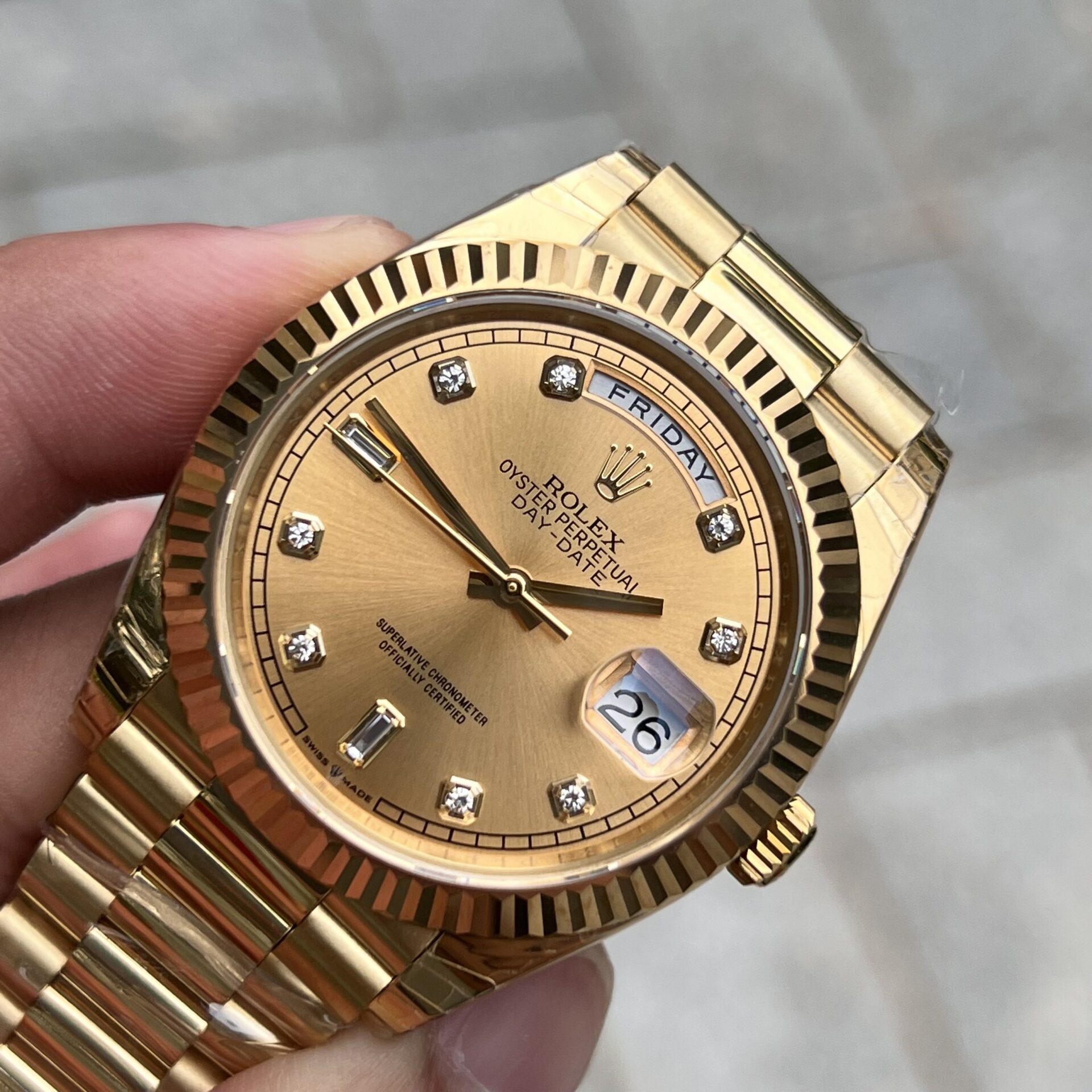 Rolex Day-Date Replica 1:1 Watch Champagne Dial Jubilee Strap 40mm - Top club