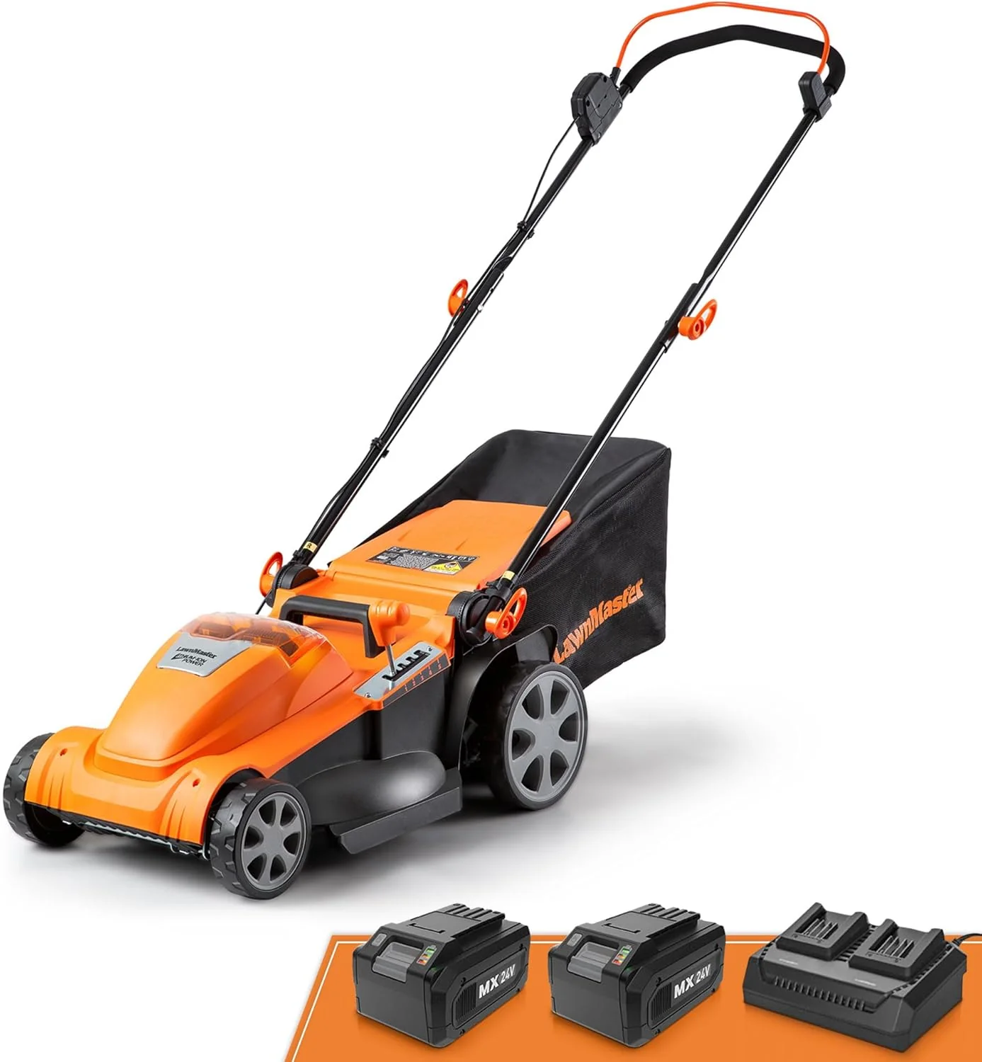 LawnMaster 48V Max Brushless Lawn Mower With 2 x 24V Max 4.0Ah Batteries And Dual Charger - CLMF4817E