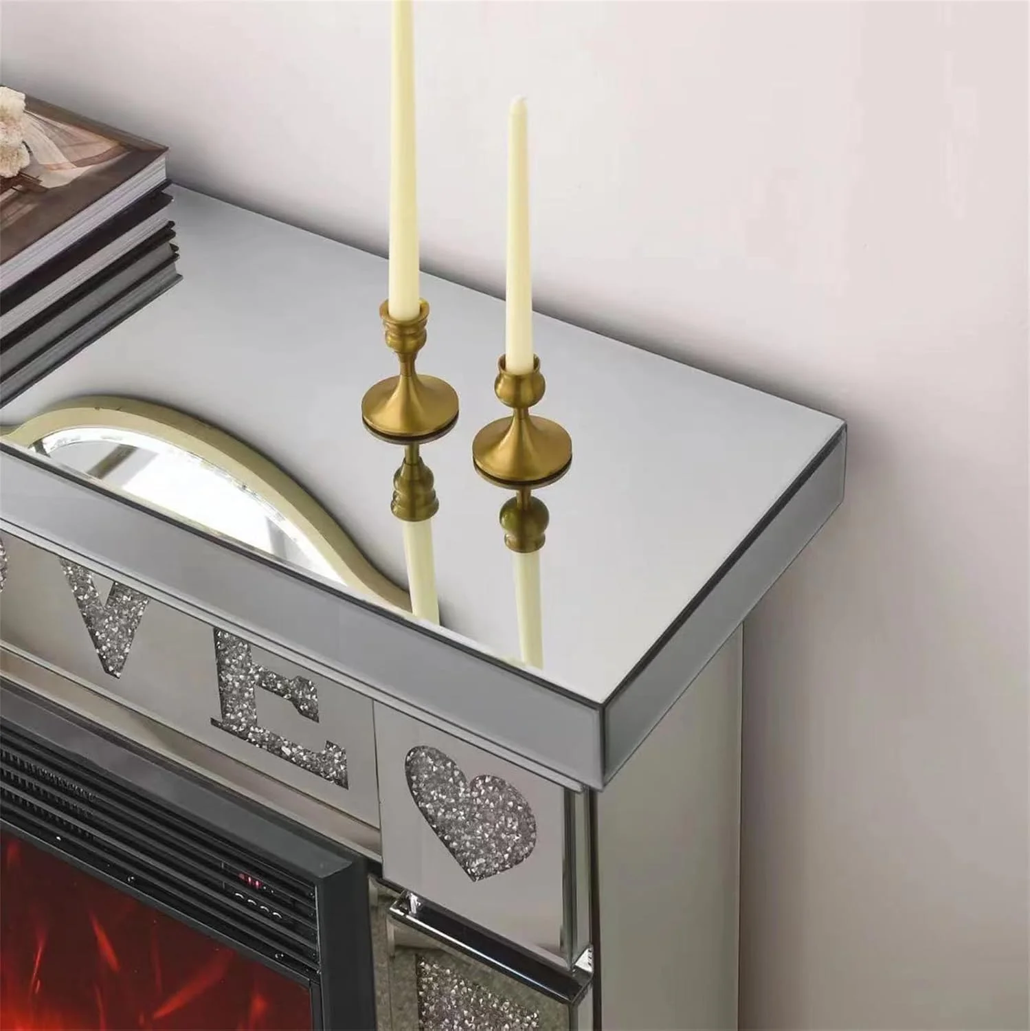 IKIFLY 47.24L x 41.33 H Mirrored Electric Fireplace - Image 16