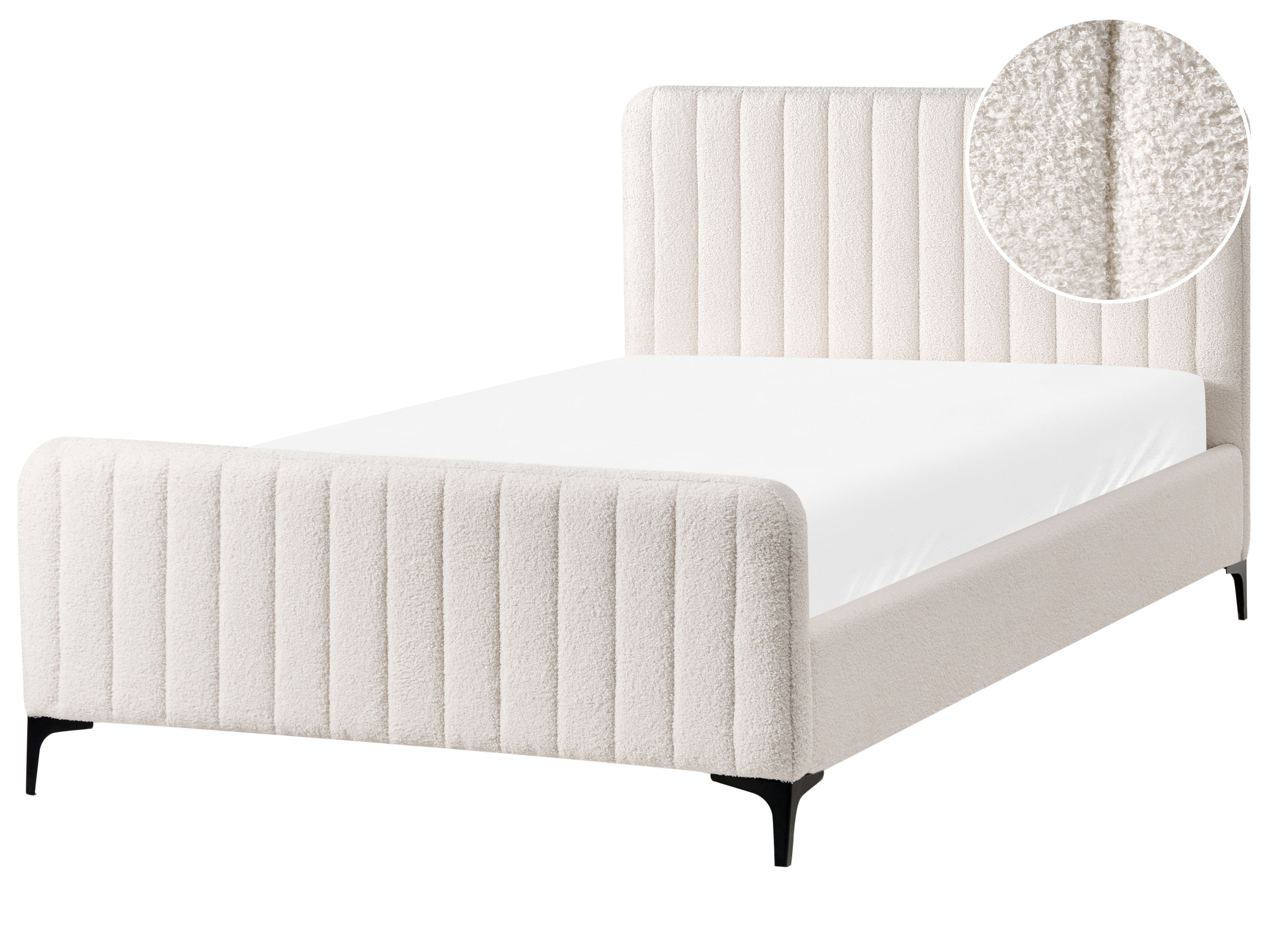 Bed Boucle LUNAN 120 x 200 cm (EU Small Double) Off-White