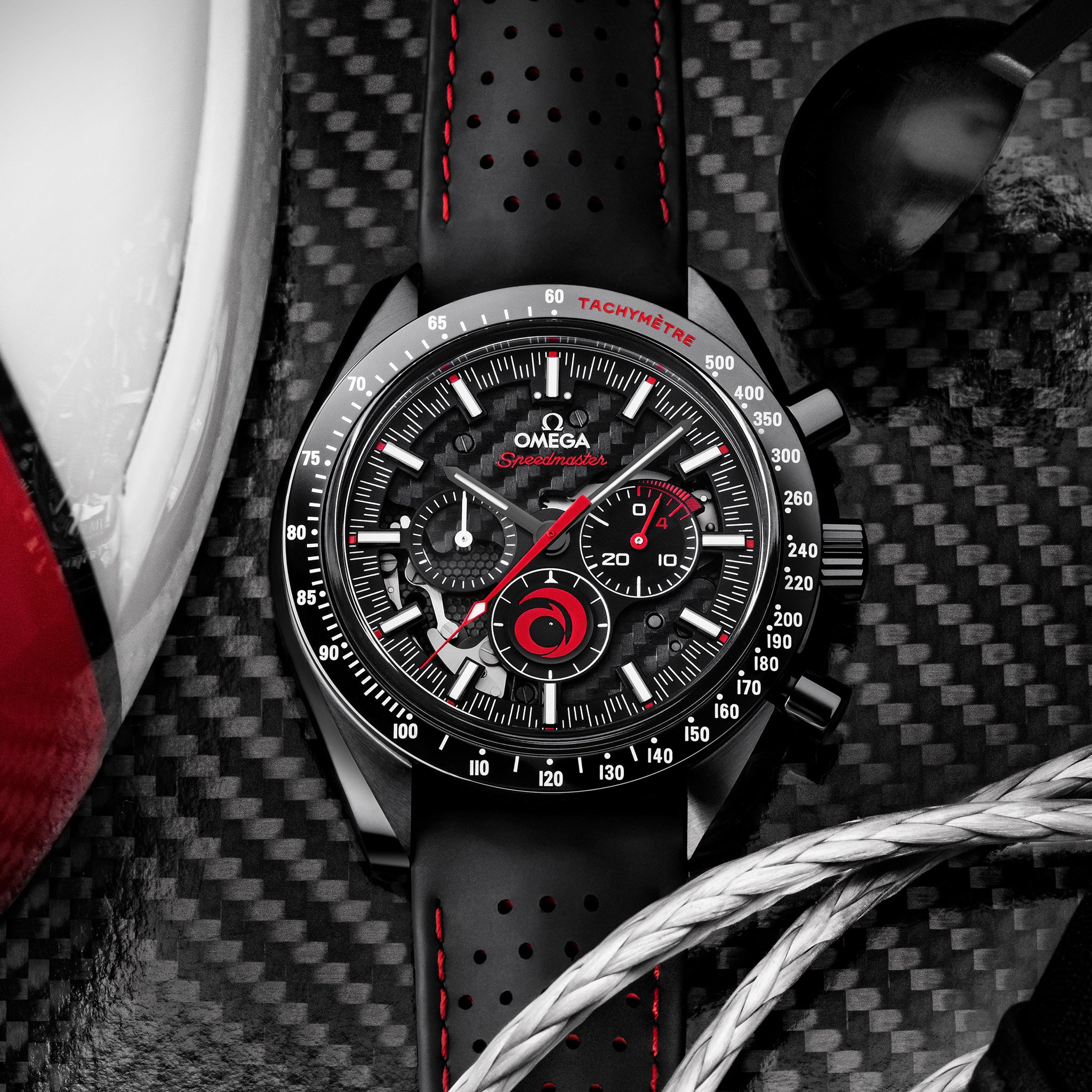 Speedmaster Moonwatch Chronograph 44.25mm 'Dark Side Of The Moon' ALINGHI(1:1 replica) - Elite Watch Atelier