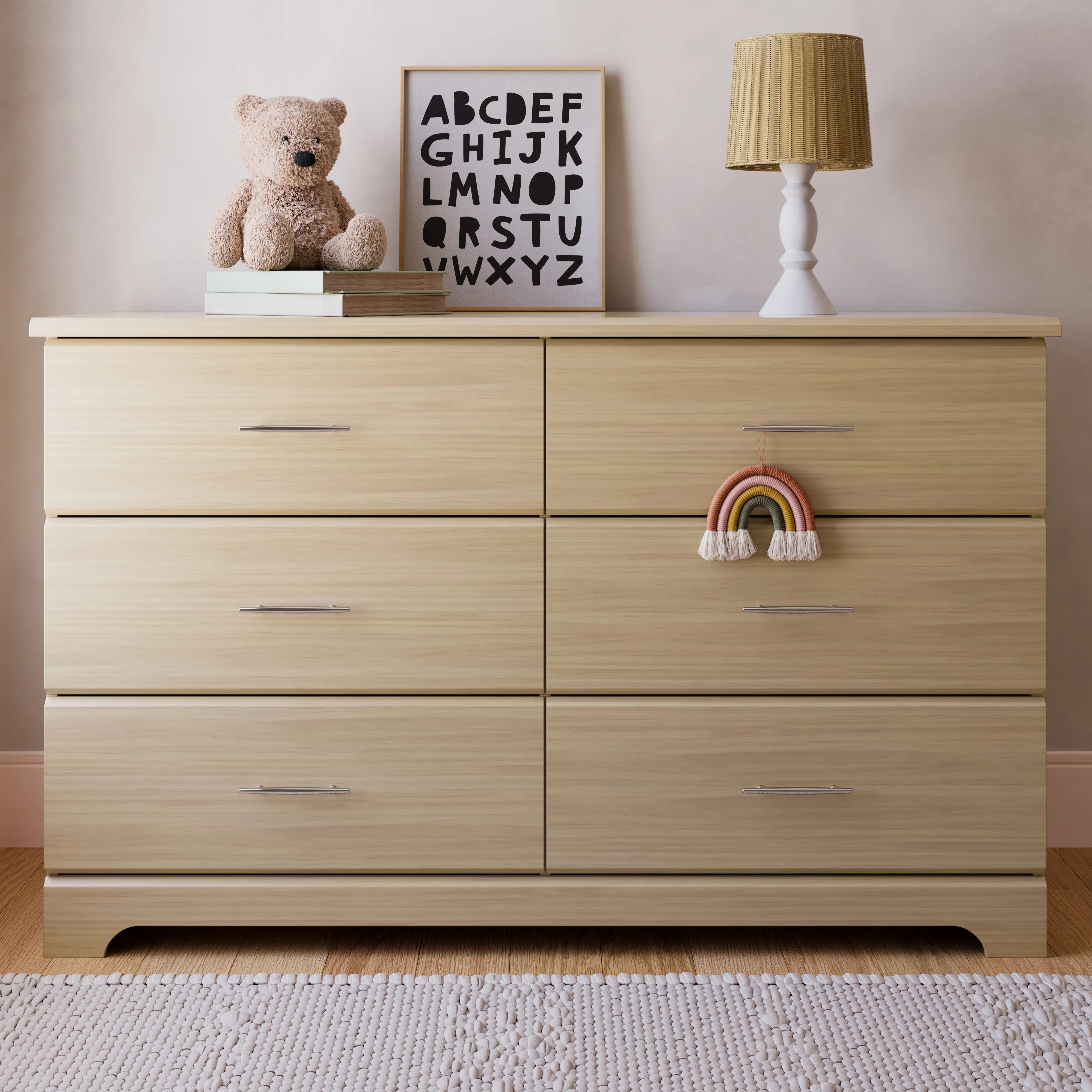 Storkcraft Brookside 6 Drawer Nursery Double Dresser, Driftwood