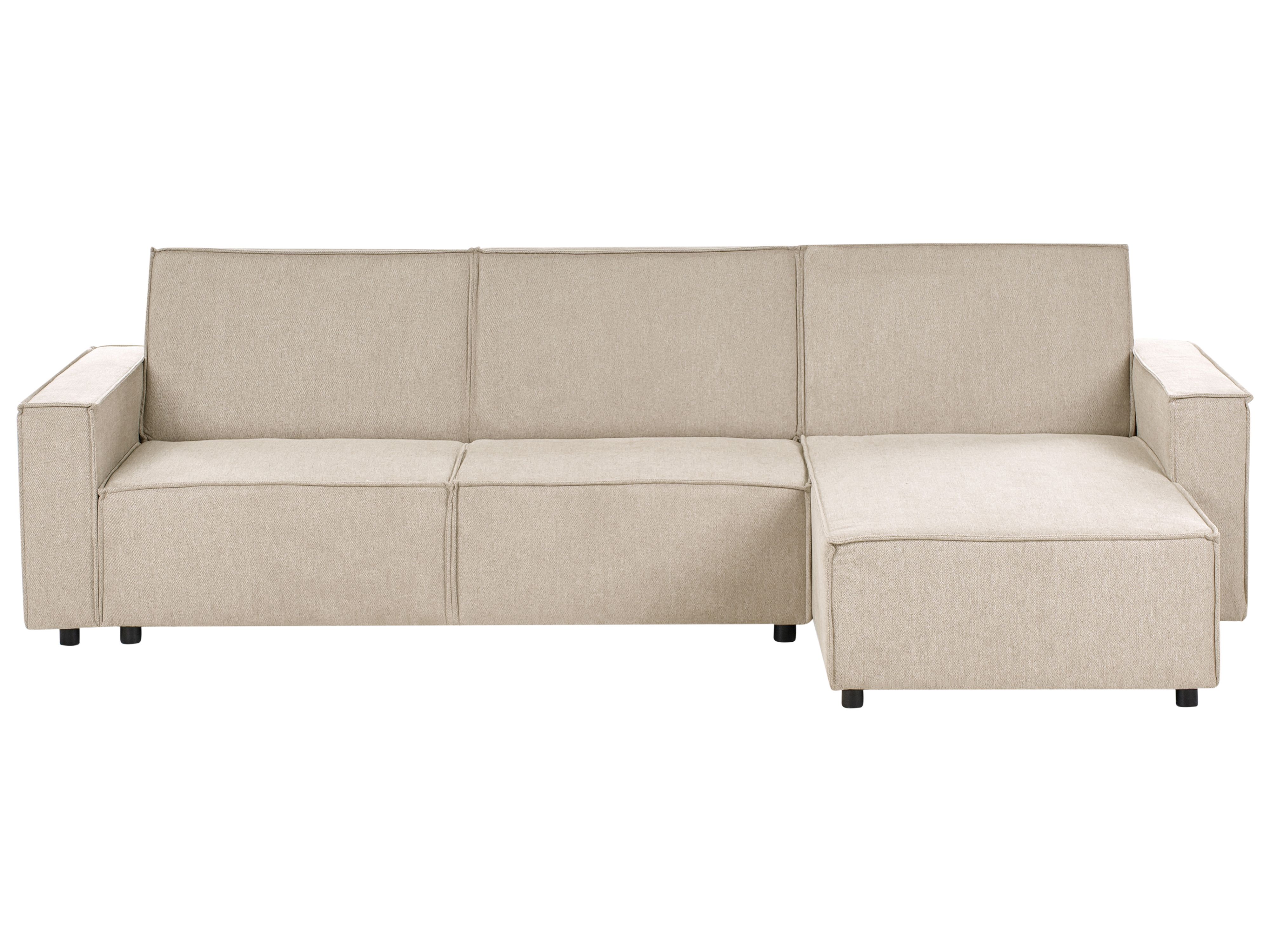 Corner Sofa Bed 3 Seater ROMEDAL II Fabric Beige Left Hand
