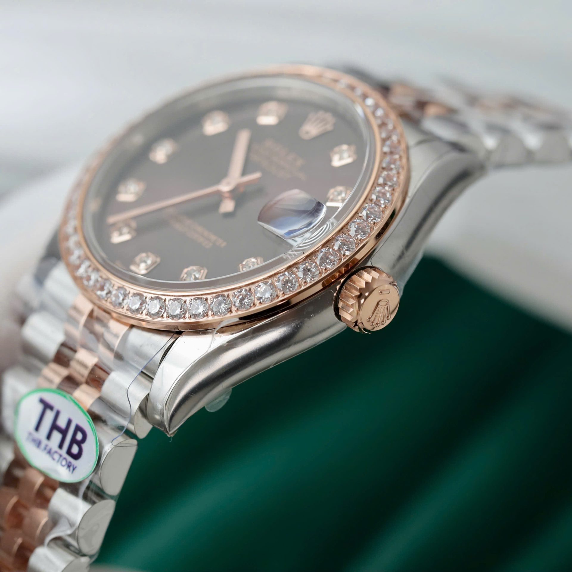 Rolex DateJust High End Watch Replicas Chocolate Dial Bezel Diamonds CZ THB Factory 31mm - Top club