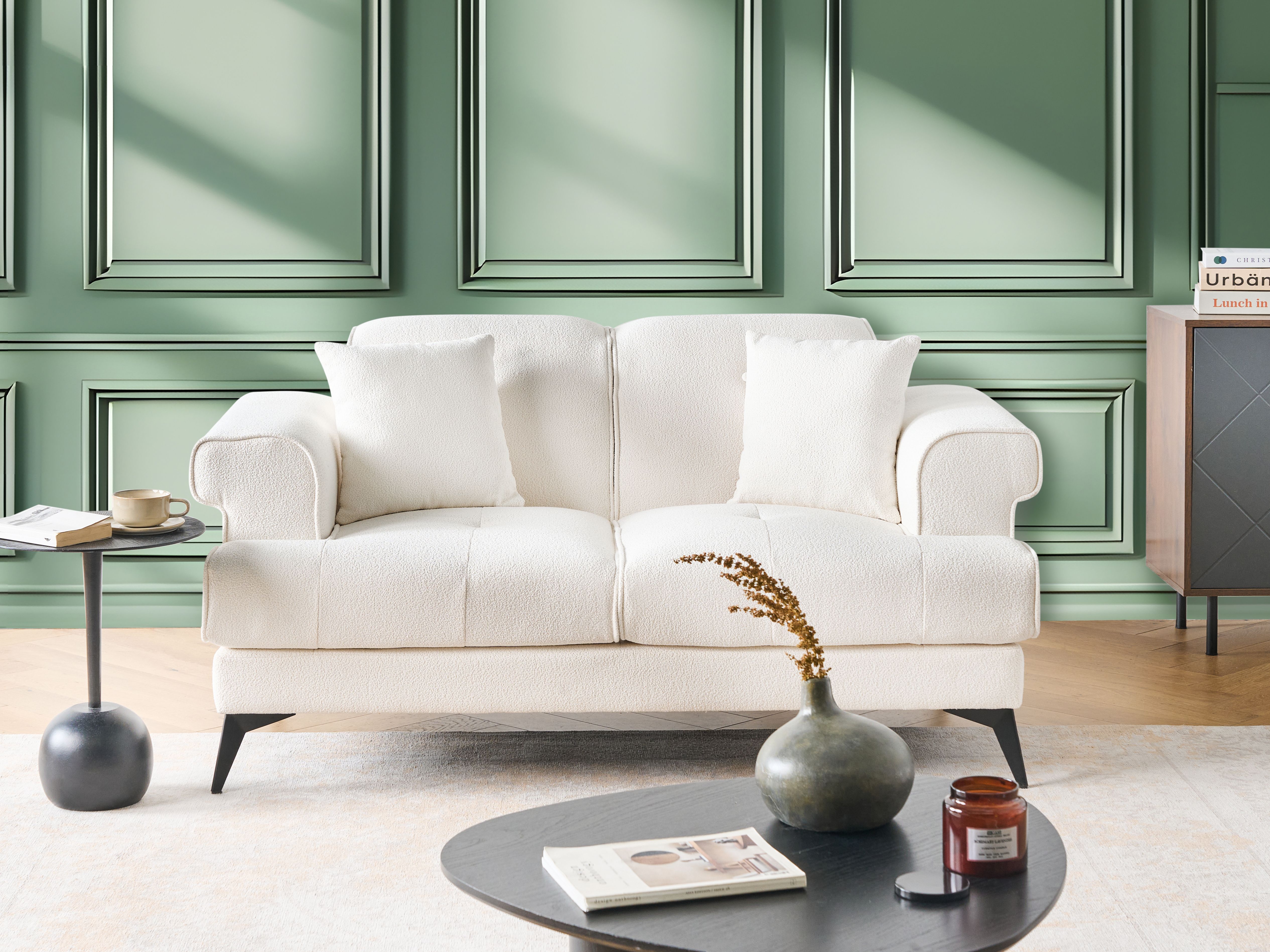 Sofa 2 Seater SKIVE Boucle White