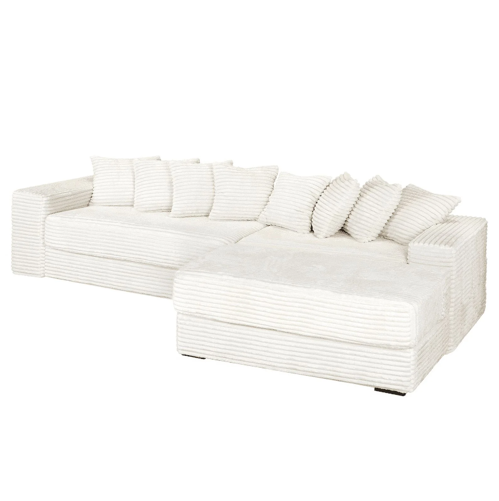 Advwin 110" Oversized L Shaped Sofa with Chaise, Comfy Plush 2-Piece L-Shaped Sectional Couches with 8 Pillows, Soft Fluffy Upholstered Sofa Bed for Living Room Apartment Bedroom, Light Gray - Image 43