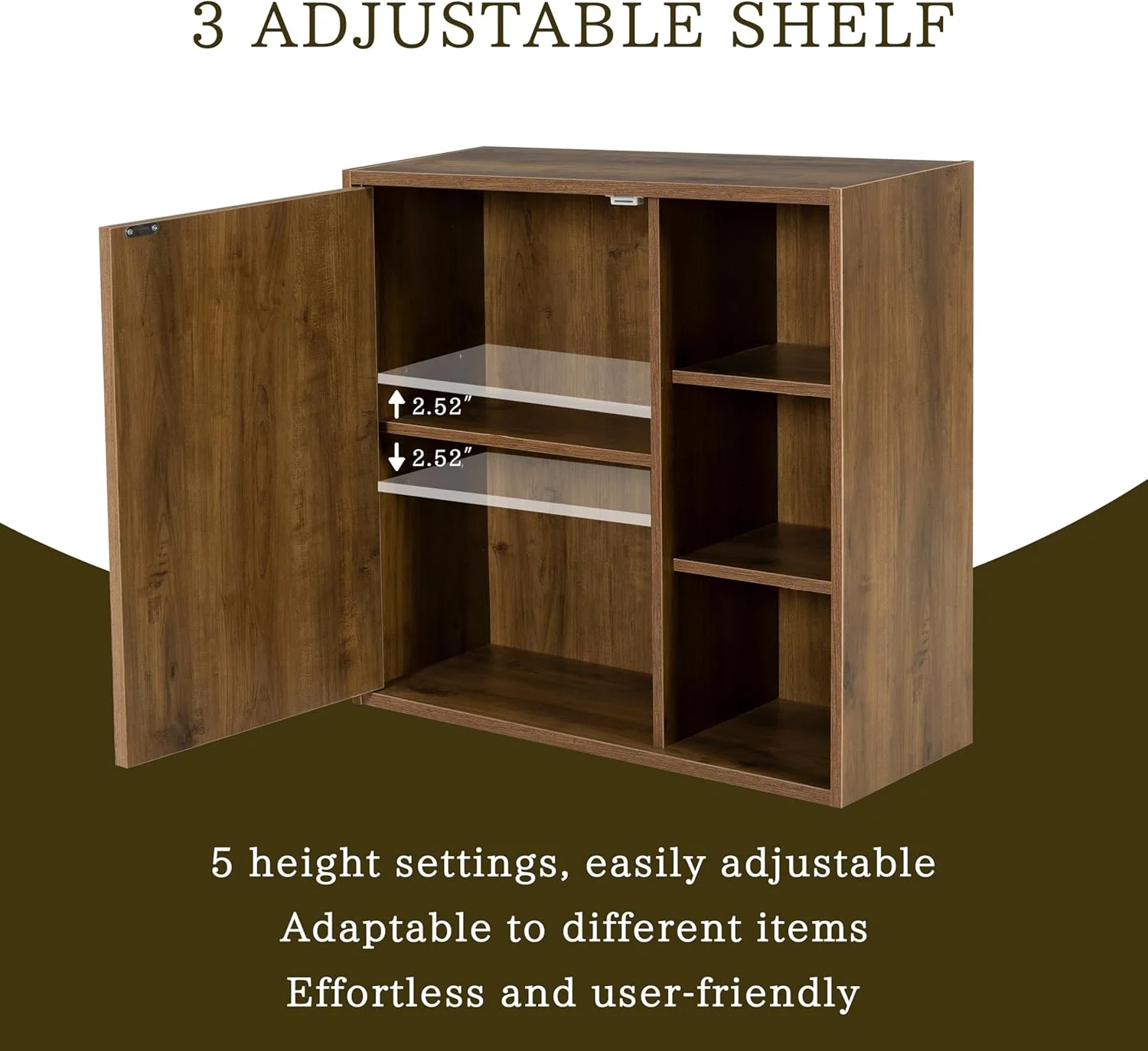 ANHDAH Rustic Wall Cabinet - Wooden Bathroom Storage with Shelf, Over-Toilet Mounted Cupboard for Kitchen, Laundry, Garage (Brown)