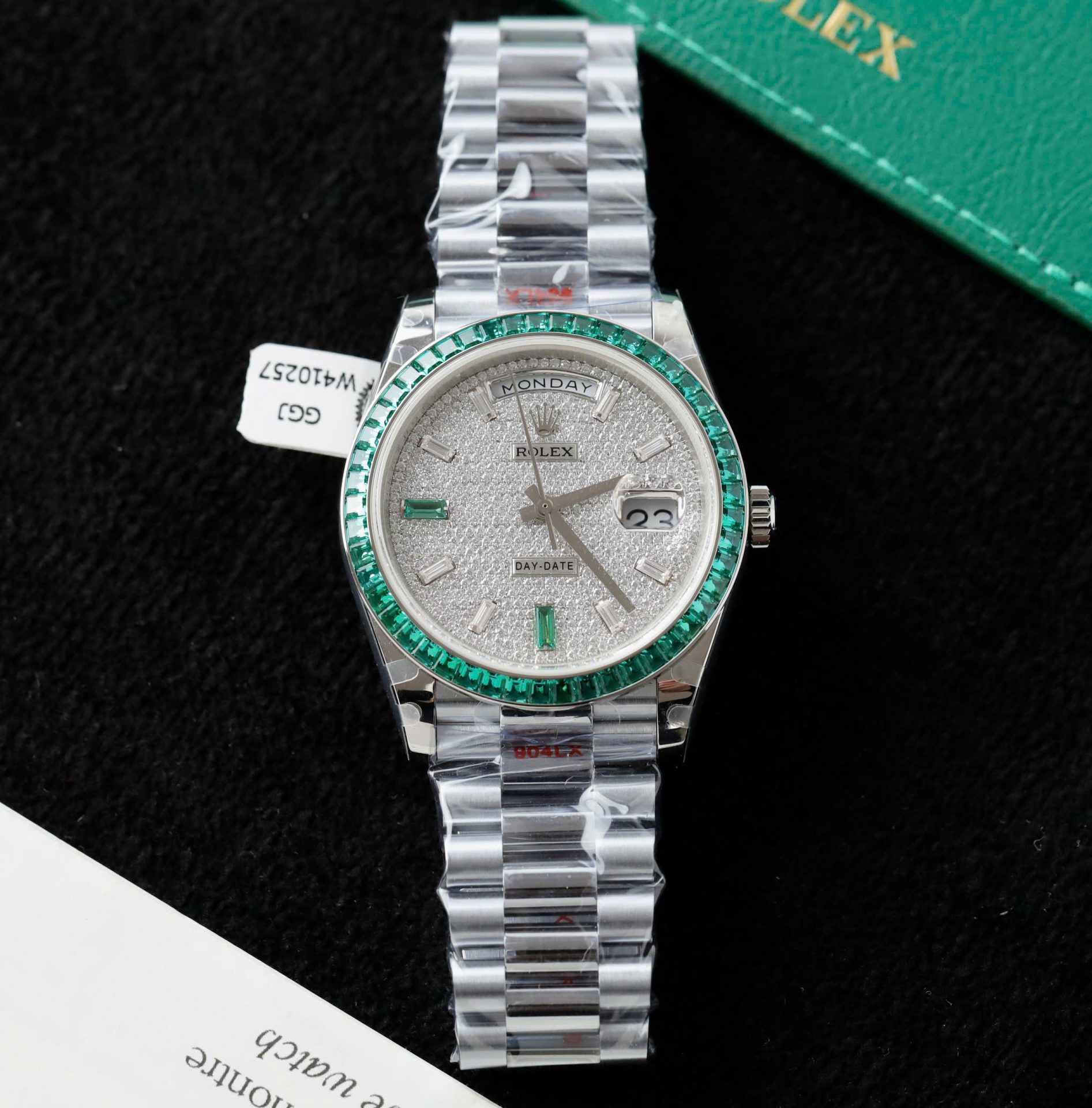 Rolex Day-Date Men Replica Watch Diamonds Moissanite + Sapphire Baguette Custom 40mm - Top club