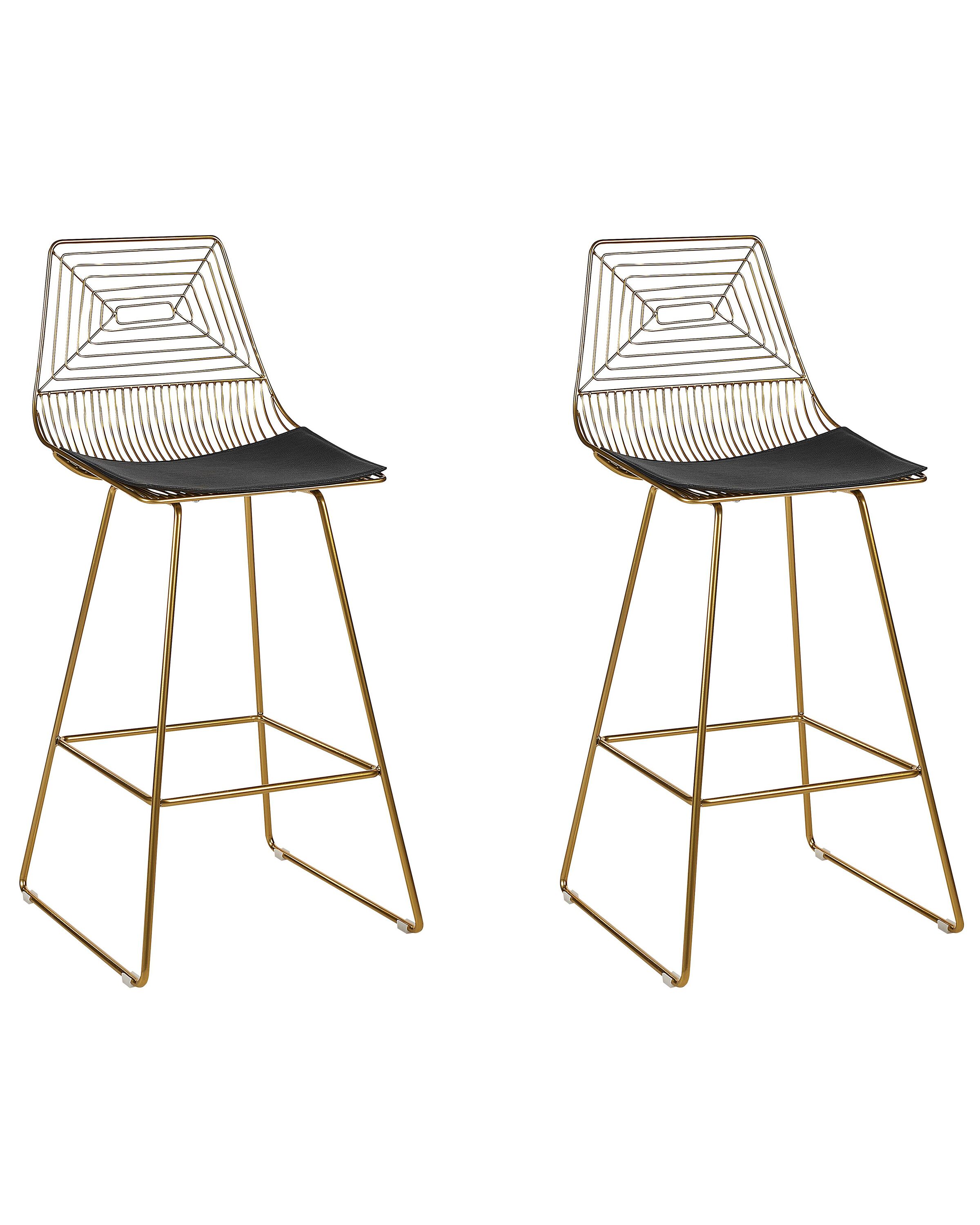 Set of 2 Bar Chairs BISBEE Metal Gold