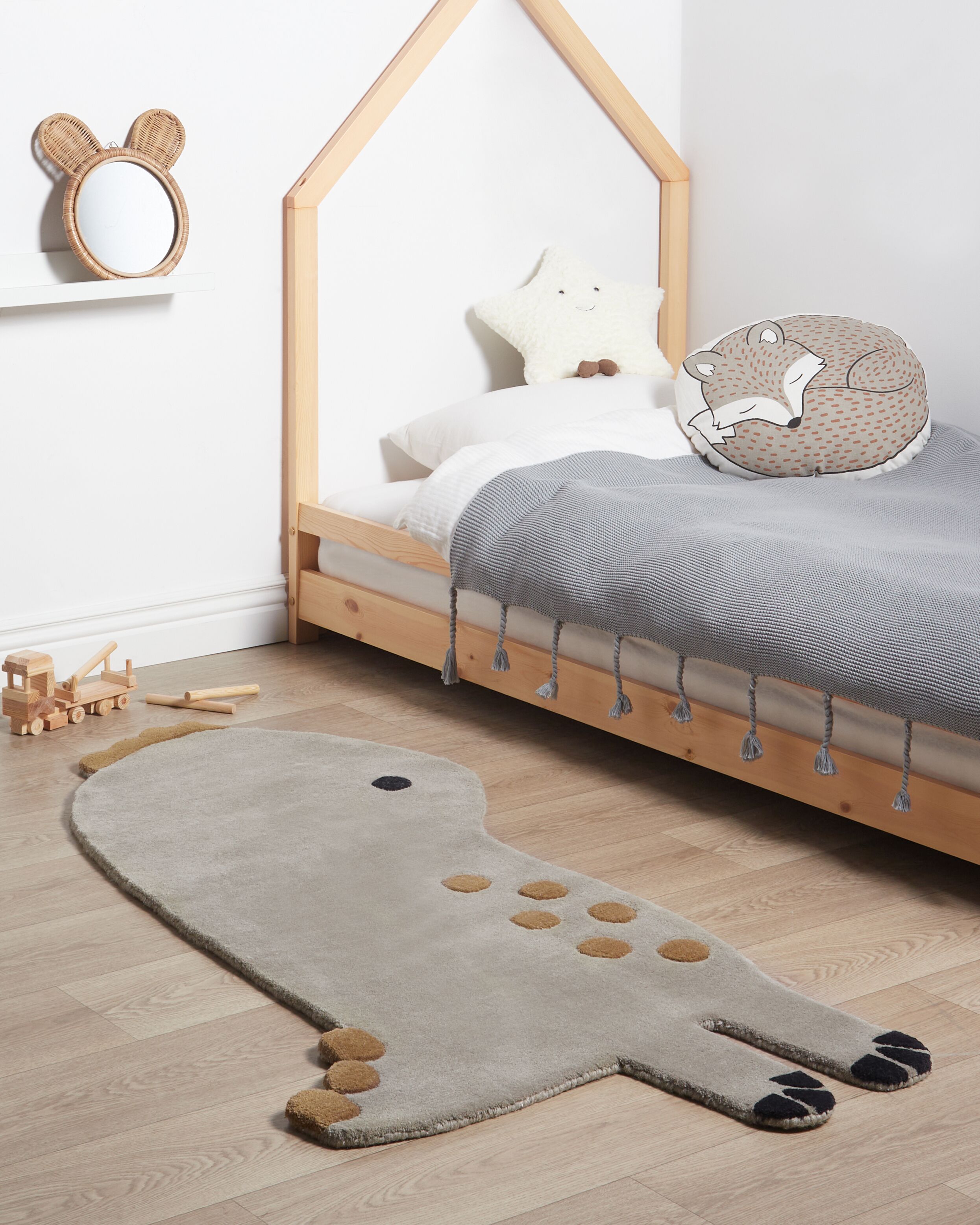Kids Rug DINO Grey 100 x 160 cm Wool