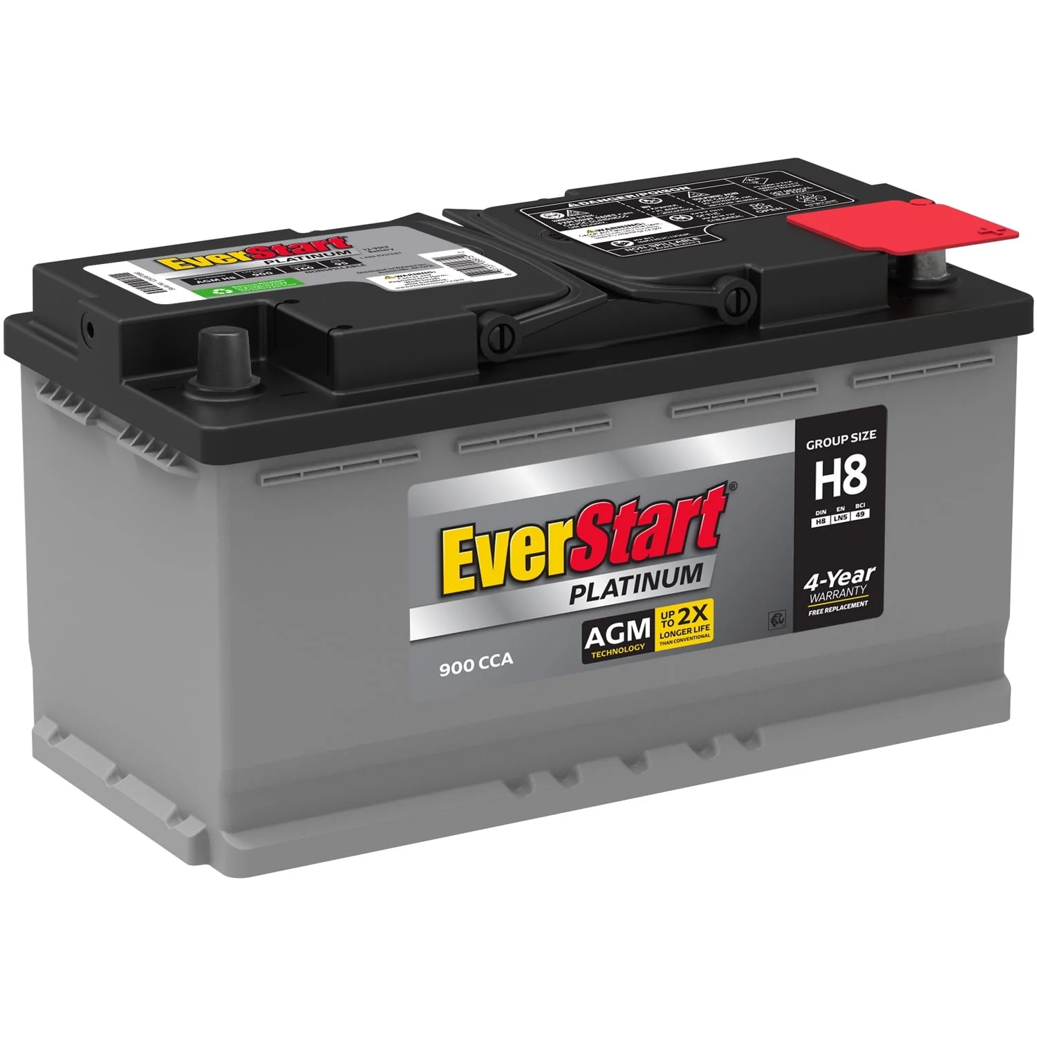 EverStart Platinum BOXED AGM Battery, Group Size H8 12 Volt, 900 CCA