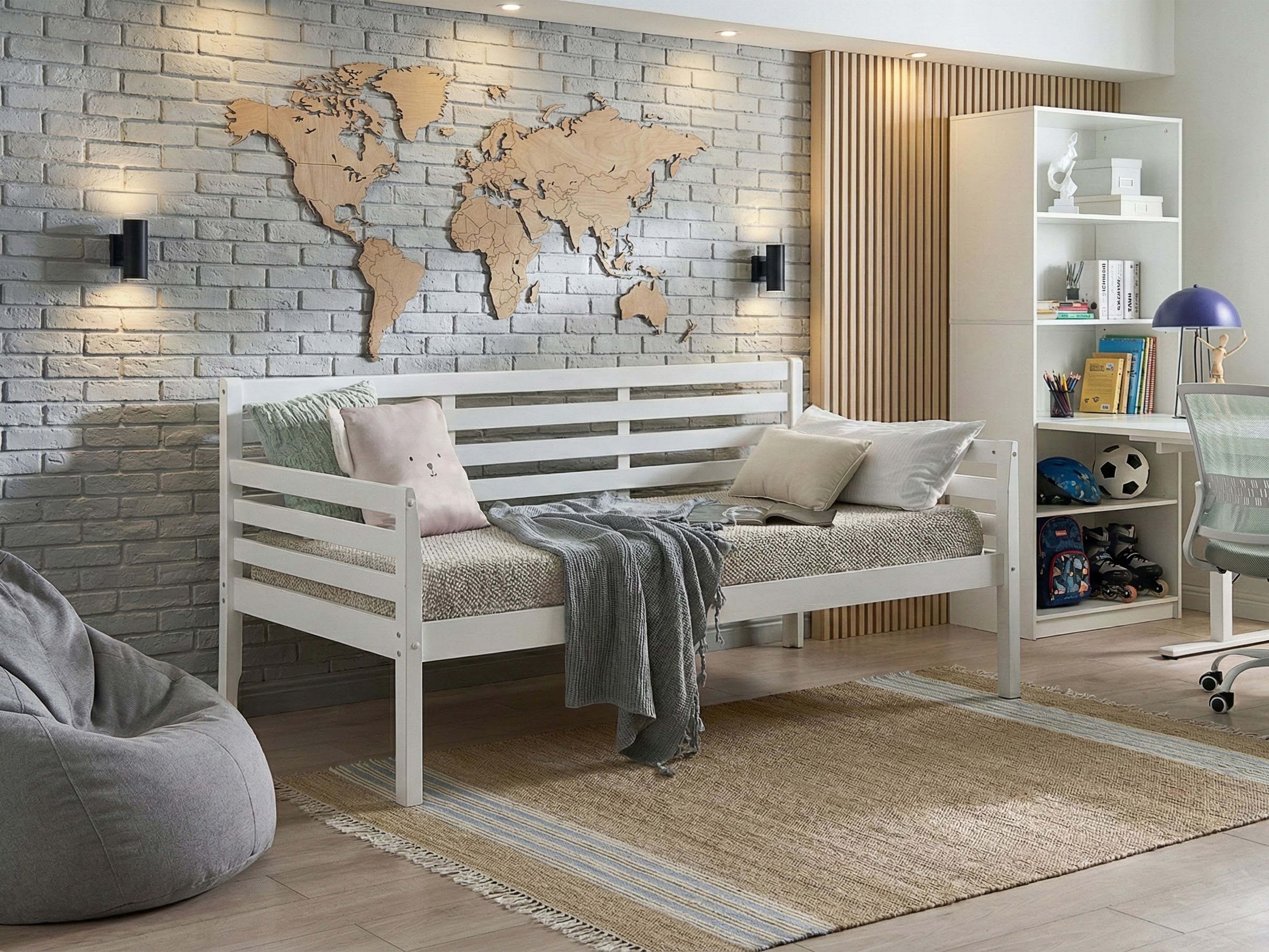 Daybed Wood THEZA 90 x 200 cm (EU Single) White