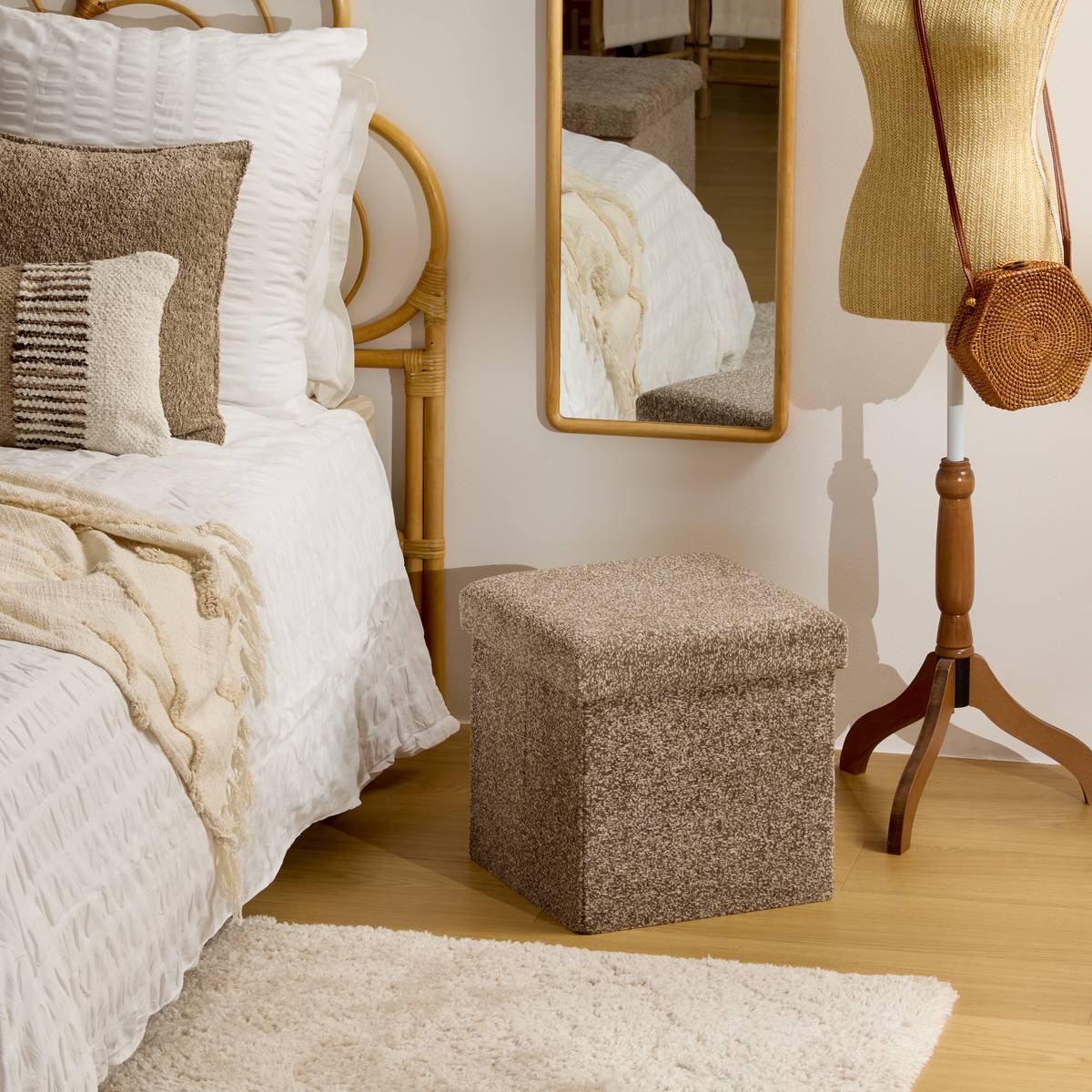 Folding Pouf "Oxia" Brown Tonka, 38x38 cm