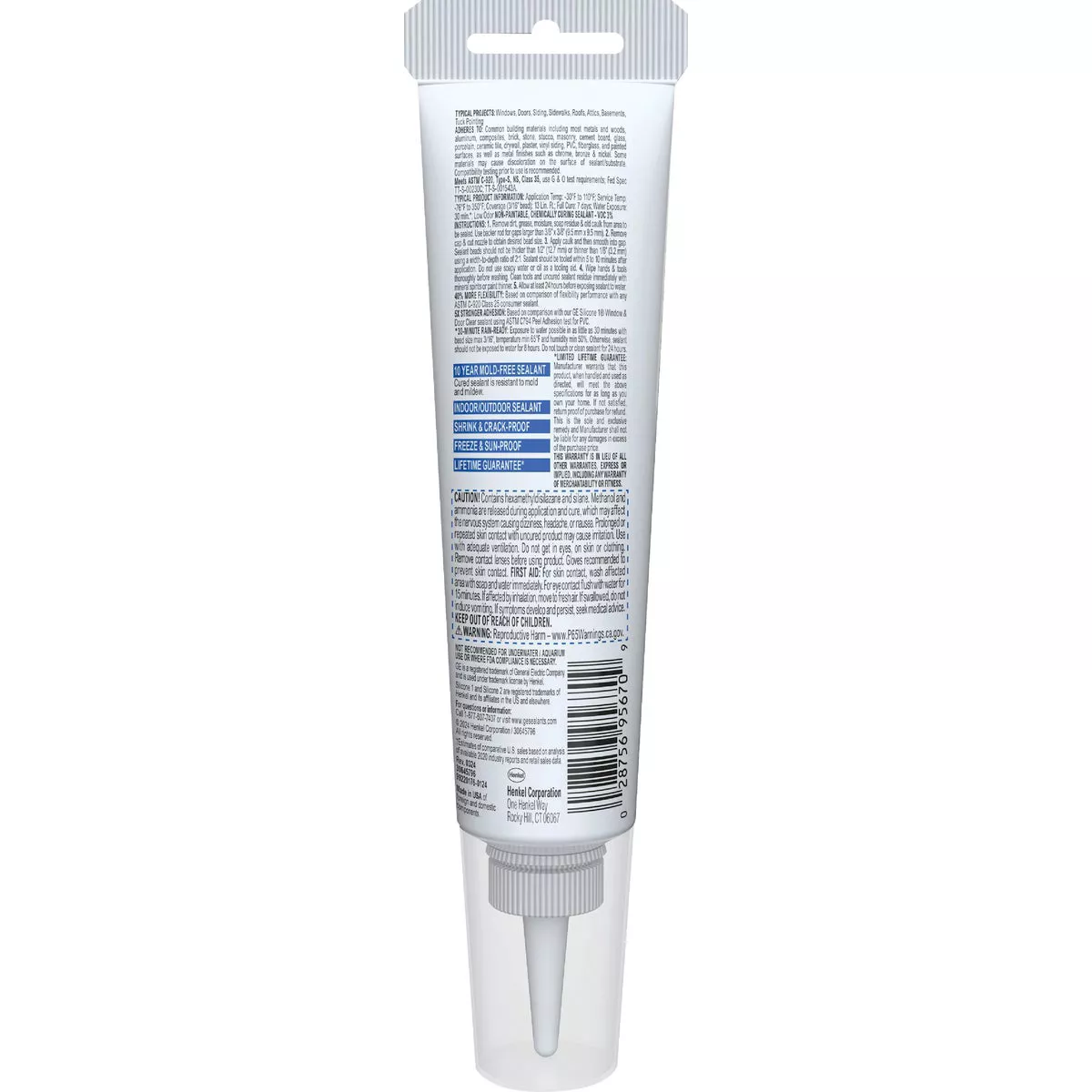 GE Advanced Silicone Window & Door Sealant, White, 2.8 Oz. Tube