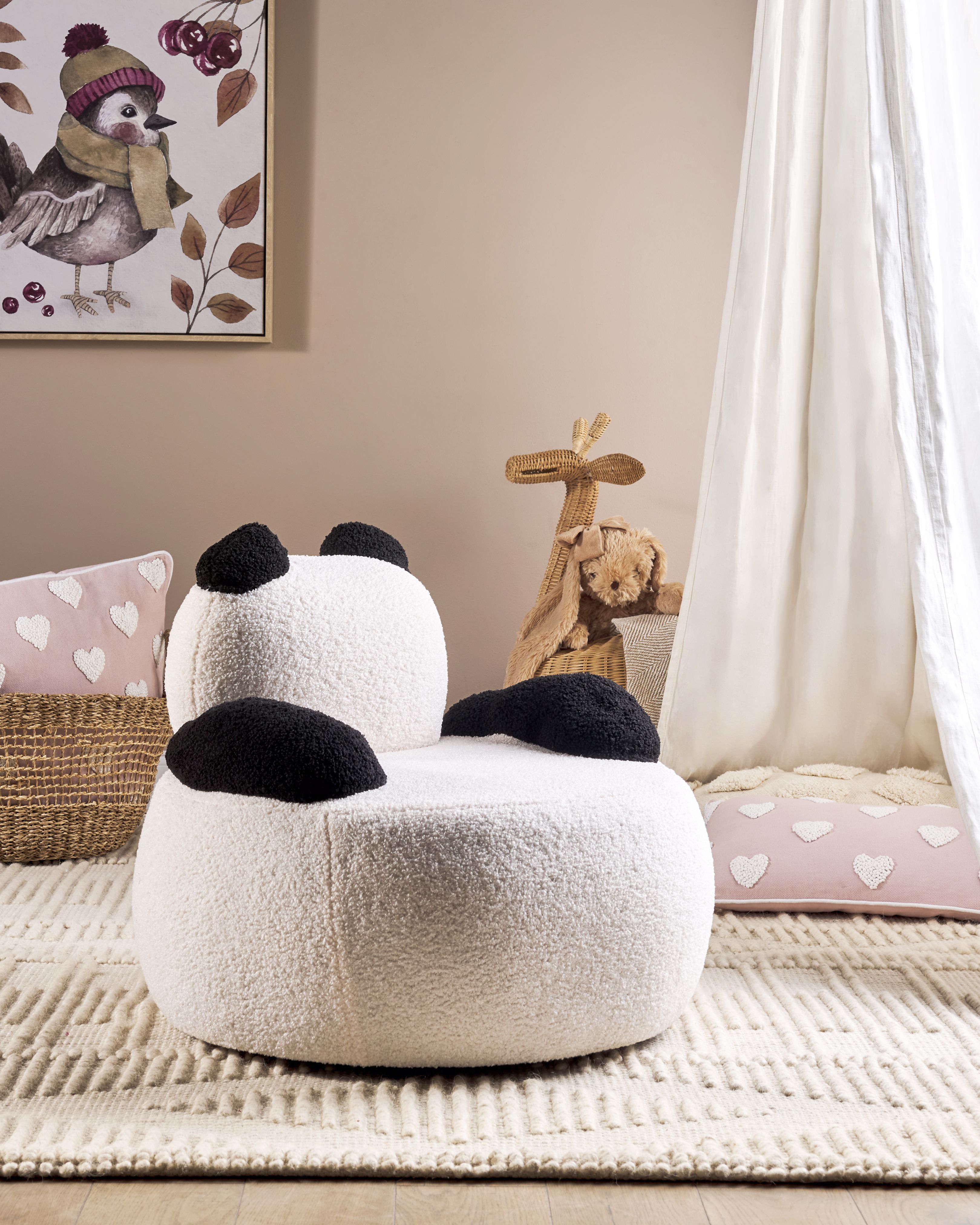 Kids Armchair Panda VIBY Boucle White
