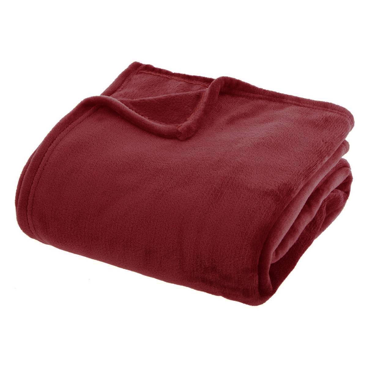 Flannel Throw "Ollis" Garnet Red, 230x180 cm