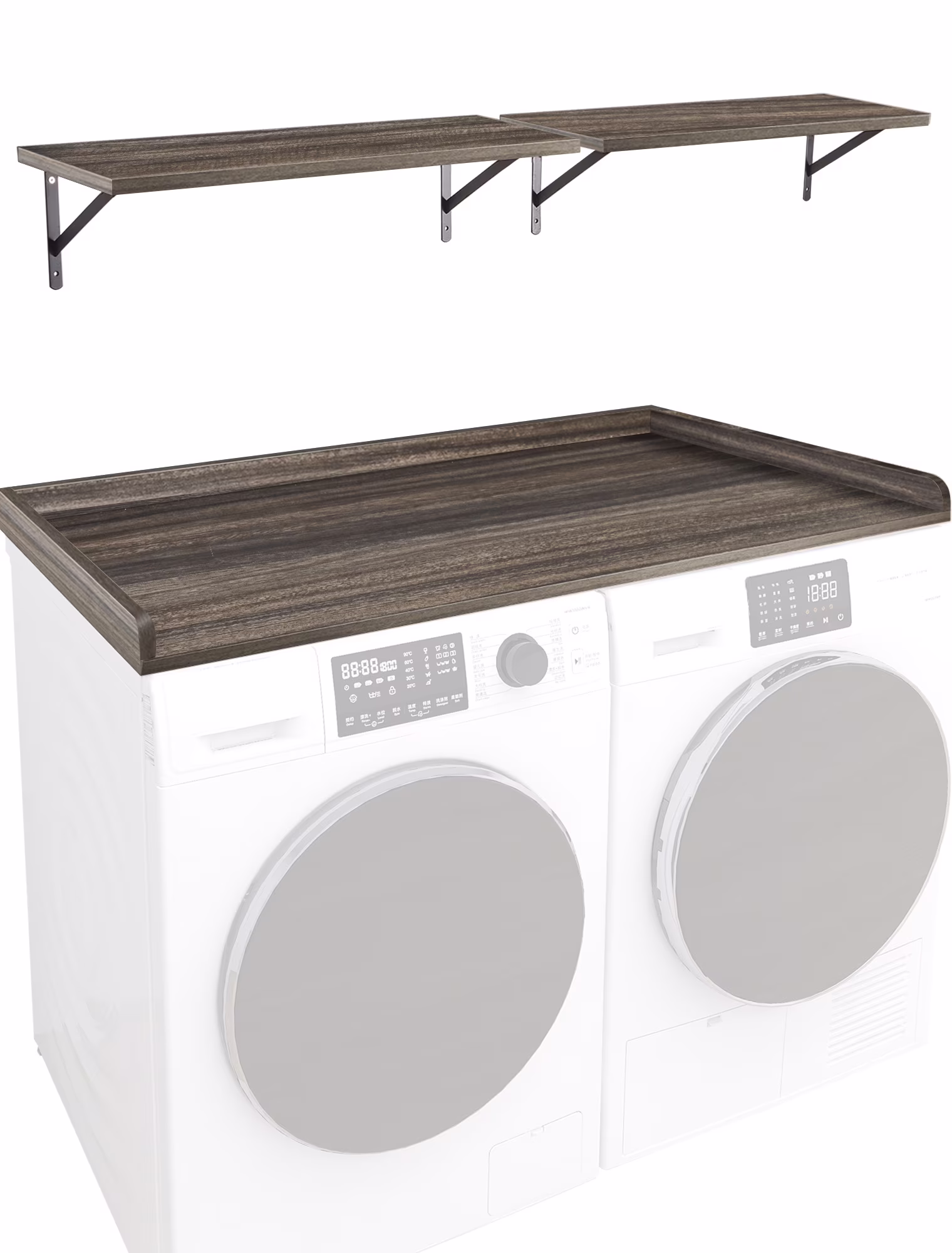 Kaboon Washer Dryer Countertop with Edge Rails, 27.5" x 54", Light Walnut - Image 12