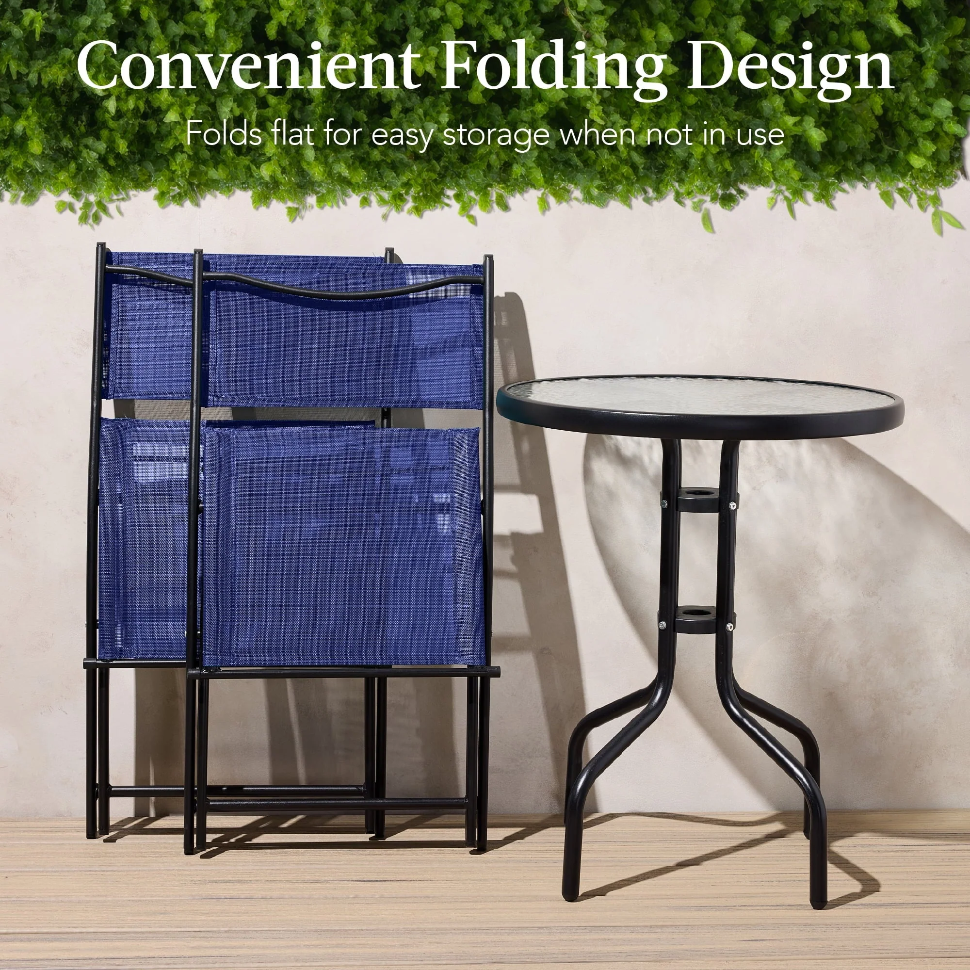 Best Choice Products 3-Piece Patio Bistro Dining Set With Glass Tabletop And Folding Chairs - Gray - Image 81 Best Choice Products 3-Piece Patio Bistro Dining Set With Glass Tabletop And Folding Chairs - Gray - Image 81