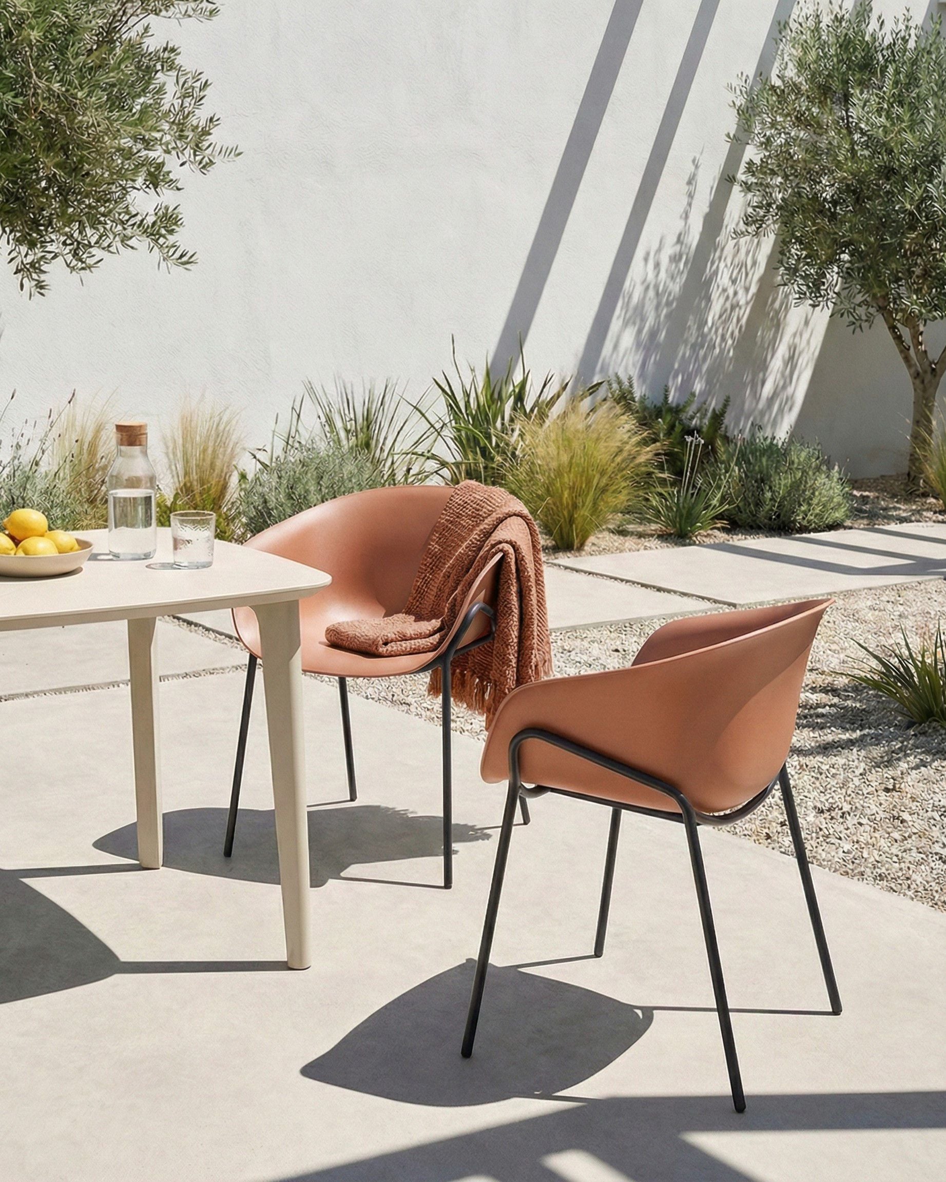 Set of 2 Garden Chairs METEORA Synthetic Material Brown