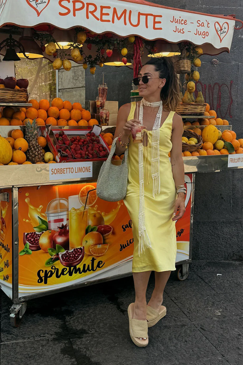 Daphne Yellow Satin Midi Dress