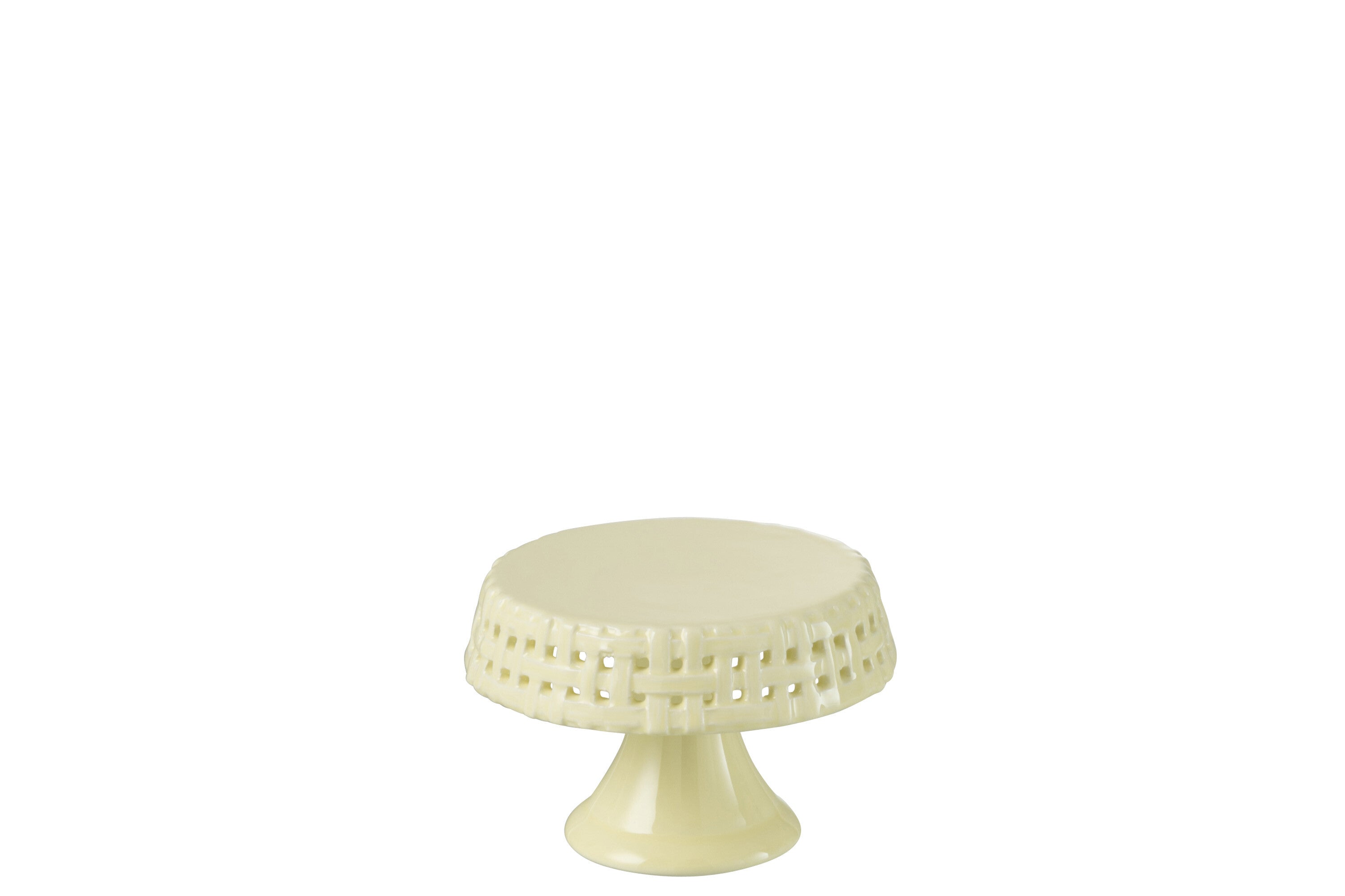 J-Line bord Cake - taartplateau - keramiek - geel - small