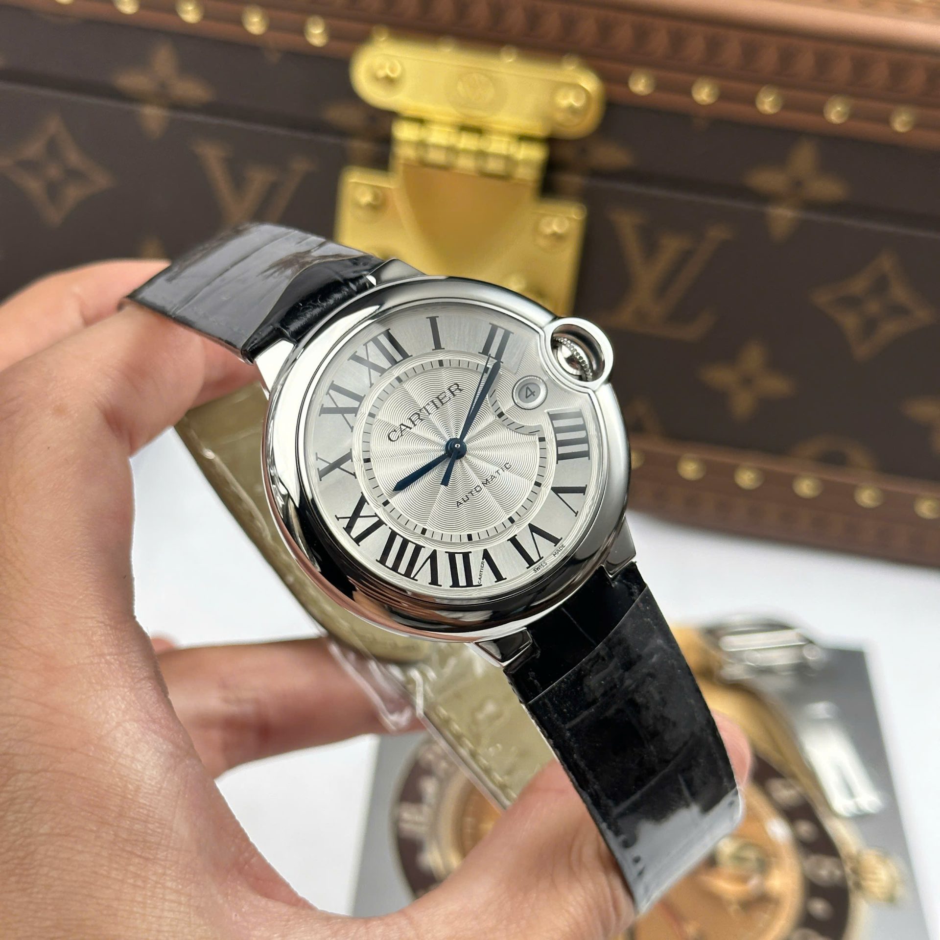 Cartier Ballon Bleu Replica 11 Watch White Dial Leather Strap AF Factory 40mm - Top club