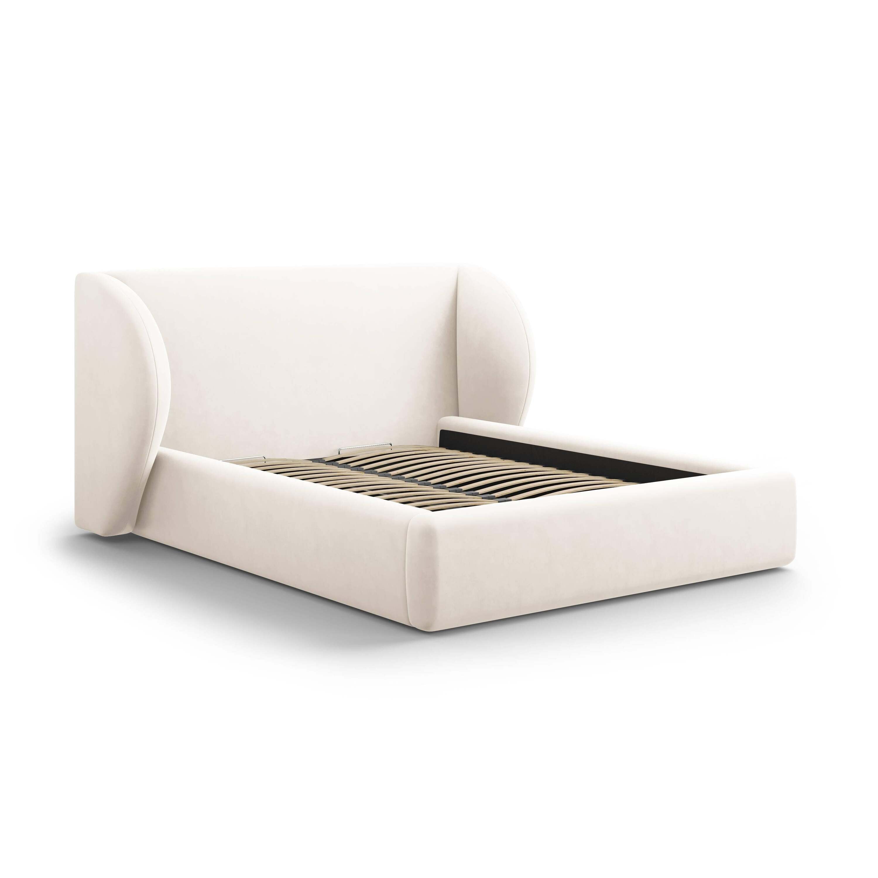 Micadoni Bedframe Miley met Opbergruimte - 140 x 200 cm - Fluweel - Cr